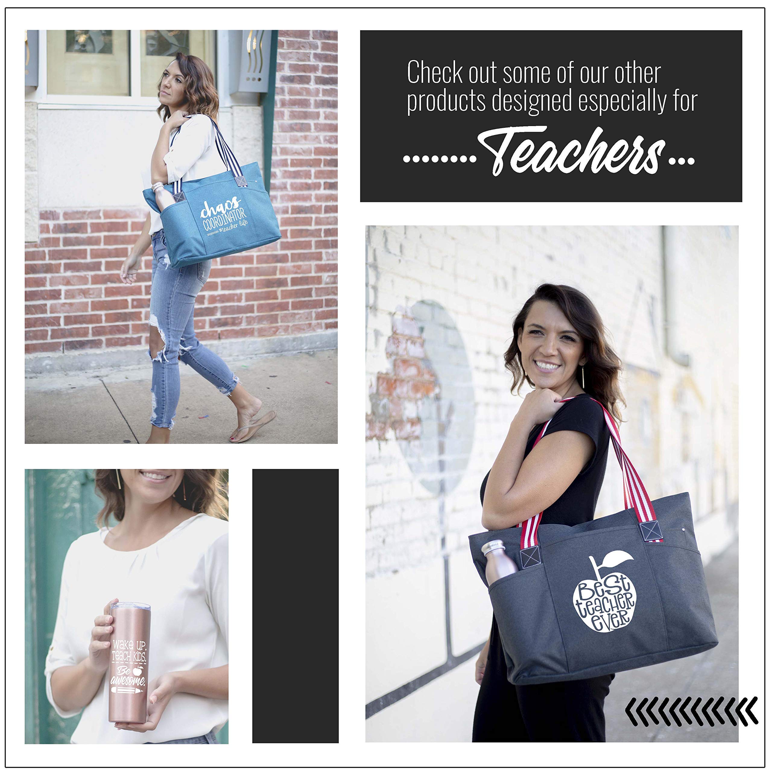 Brooke & Jess Designs Teacher Tote Bag for Women - Durable Work Handbag with Multiple Pockets, Perfect Teacher Appreciation Gift for Educators, Back to School & Classroom Essentials
