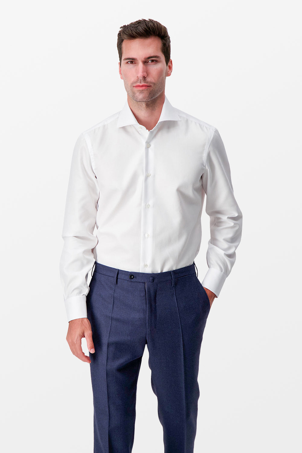 Barba Napoli White Classic Dress Shirt for Men | Premium Cotton Formal Shirt | Perfect for Business, Office & Special Occasions