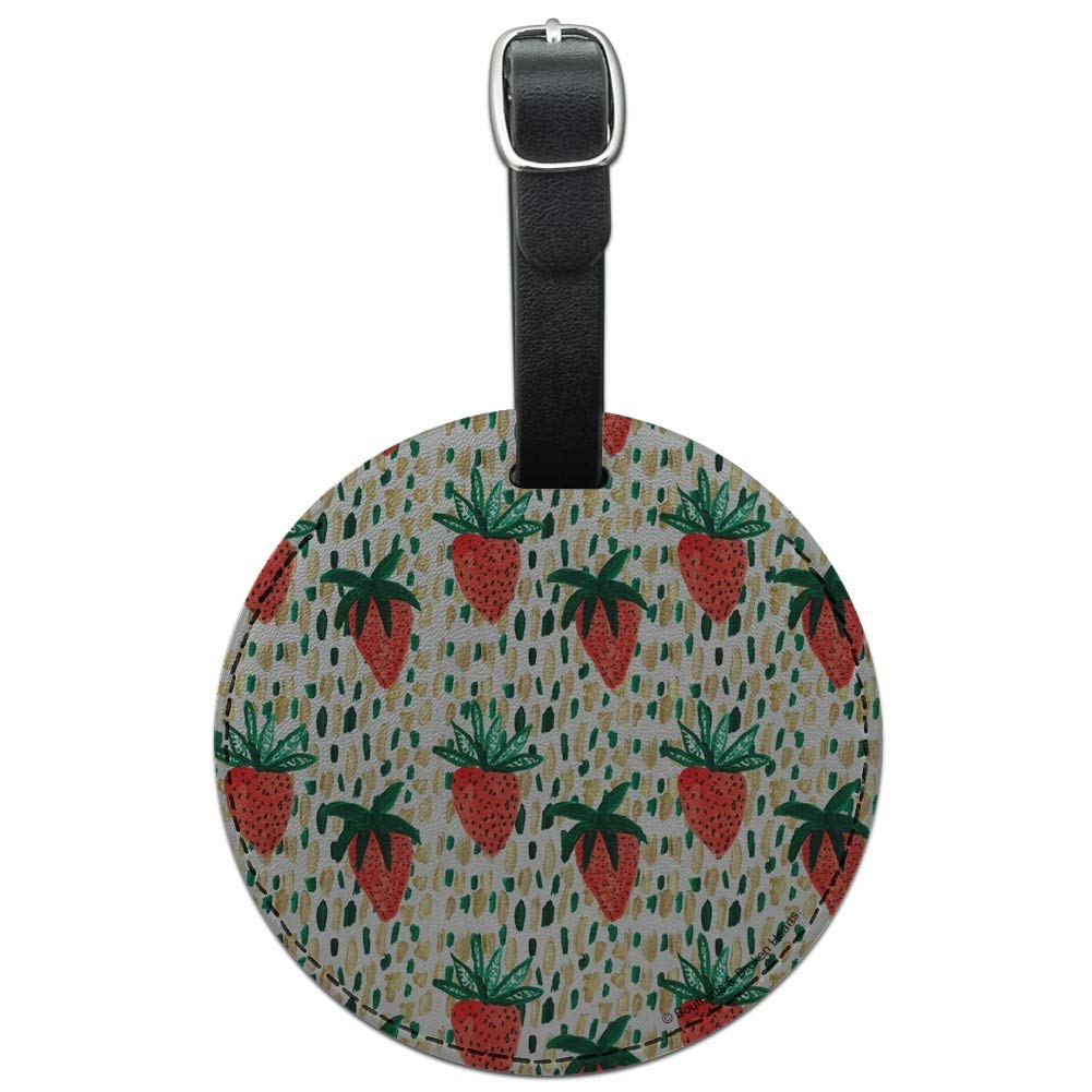 Berry Special Strawberries Round Leather Luggage Tag - Durable Suitcase ID Card Holder for Travel Bags - Perfect for Carry-Ons, Checked Luggage & Backpacks