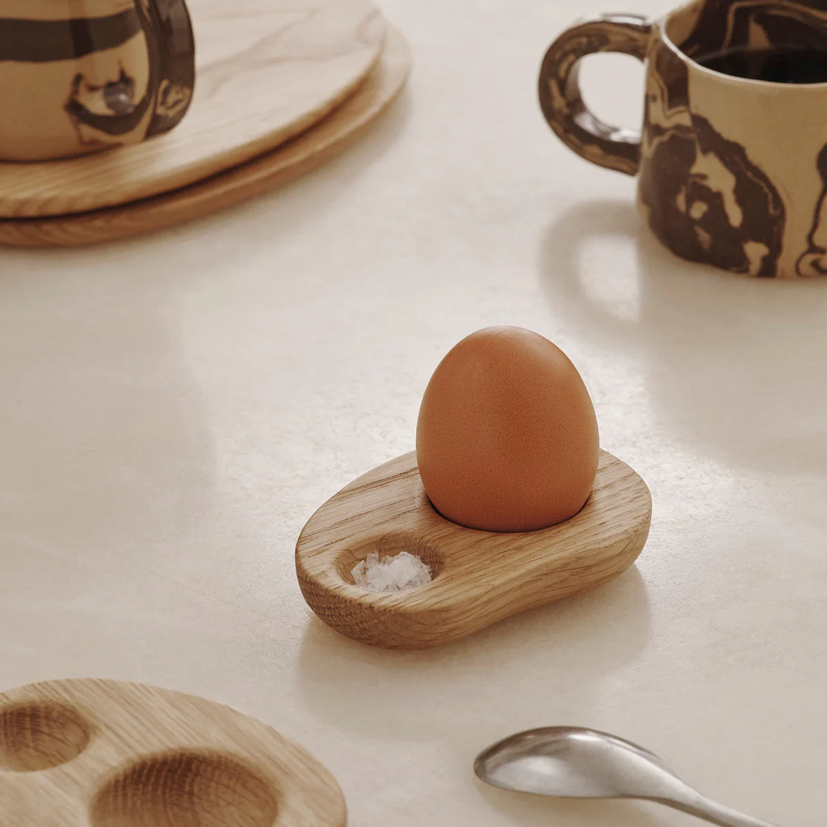 Premium Oak Cairn Egg Holder Set of 2 - Natural Wooden Egg Stand for Chicken, Duck & Goose Eggs - Perfect for Farmhouse Kitchen Decor, Easter Display & Breakfast Table Setting