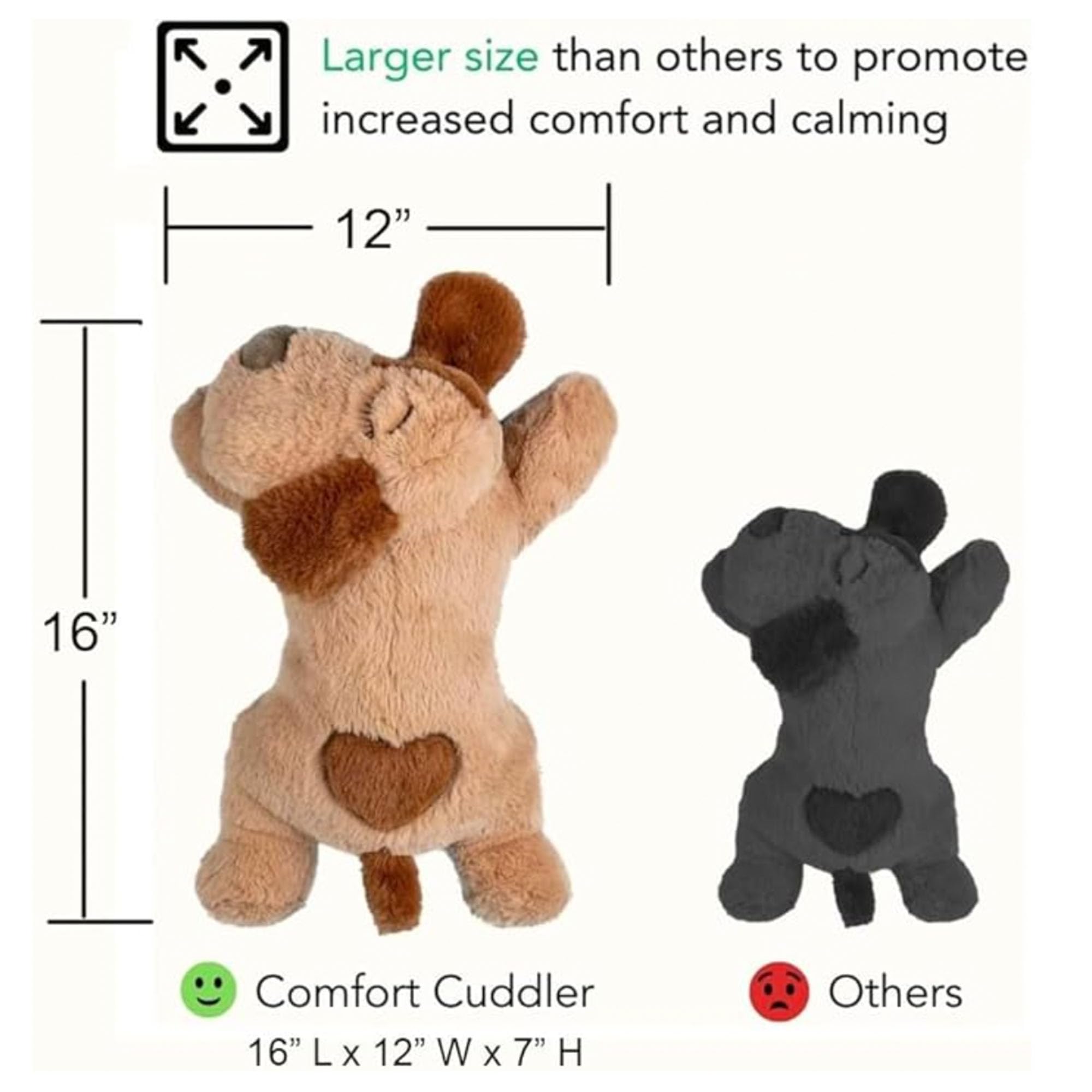 iHeartDogs Heartbeat Puppy Toy - Soothing Comfort Cuddler Pillow for Anxious Dogs - Calming Anxiety Relief Toy for Puppies - Perfect for Separation Anxiety, Travel, and Bedtime Comfort