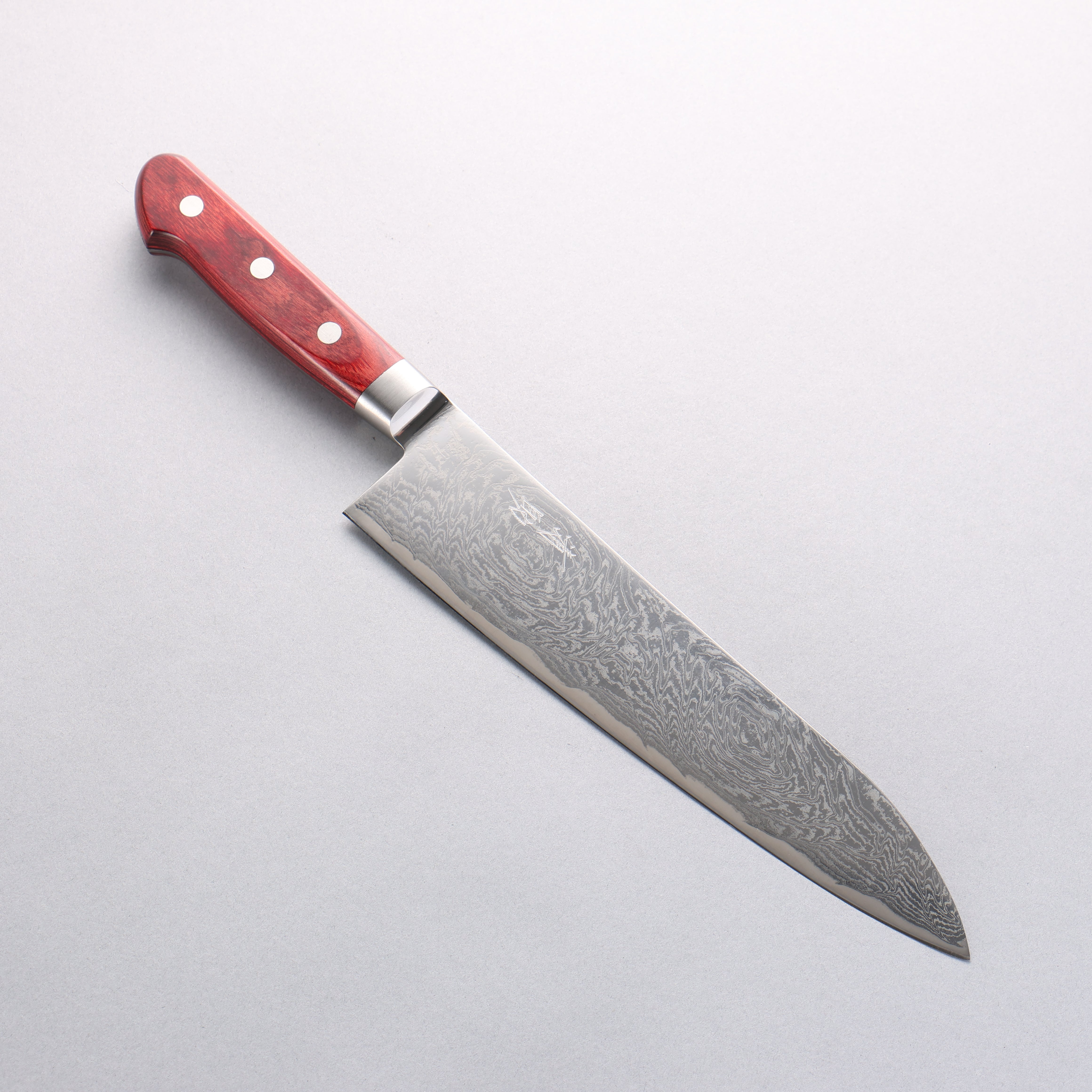 Premium Seisuke Nami AUS10 Damascus Gyuto Chef Knife 210mm - Mirrored Finish, Red Pakkawood Handle - Perfect for Sushi, Meat Slicing & Professional Kitchen Use