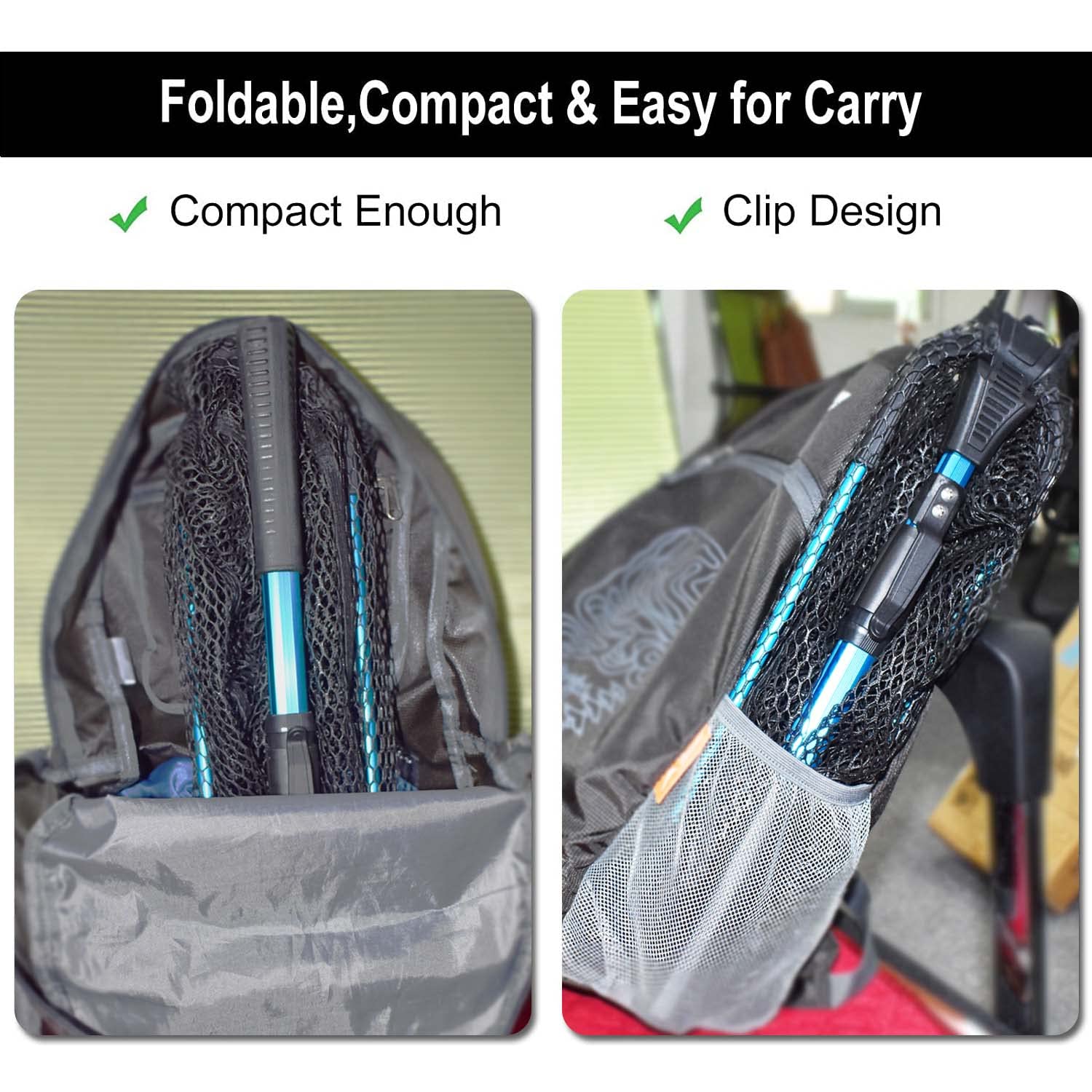 Senston Collapsible Telescoping Fishing Landing Net - Portable & Lightweight for Kayak, Salmon, Fly, Catfish, Trout Fishing - Easy Storage & Transport - Ideal for Freshwater Fishing Adventures