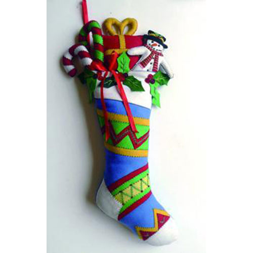 25 Felted Wool Christmas Stockings with Snowman & Gifts Design - Festive Holiday Wall Decor for Fireplace Mantel, Bedroom, and Living Room