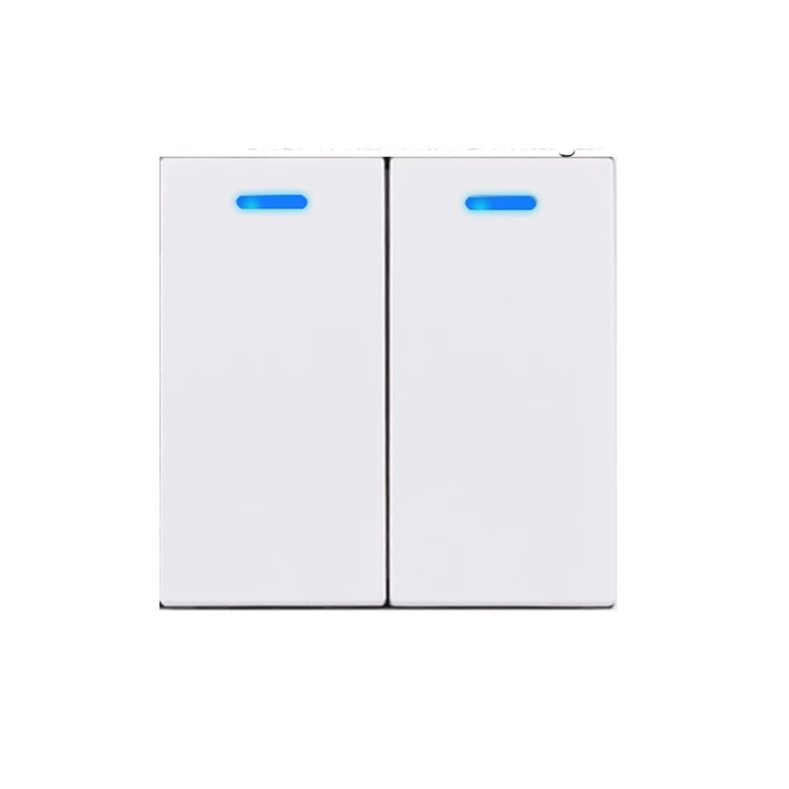 Smart Switch 2 Gang 2 Way LED - White Pulse Curtain Doorbell Dimmer 20A for Water Heater, Footlight, Blinds - DIY Wall Light Switch with Backlight & Fuse Cover - Perfect for Home Automation & Smart Lighting Control