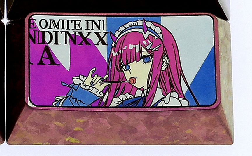 Custom DARLING in the FRANXX 02 Anime Keycaps - 1U+1.75U Titanium Alloy Mechanical Keyboard Keycaps for Gaming & Typing - Perfect for Anime Fans & Mechanical Keyboard Enthusiasts