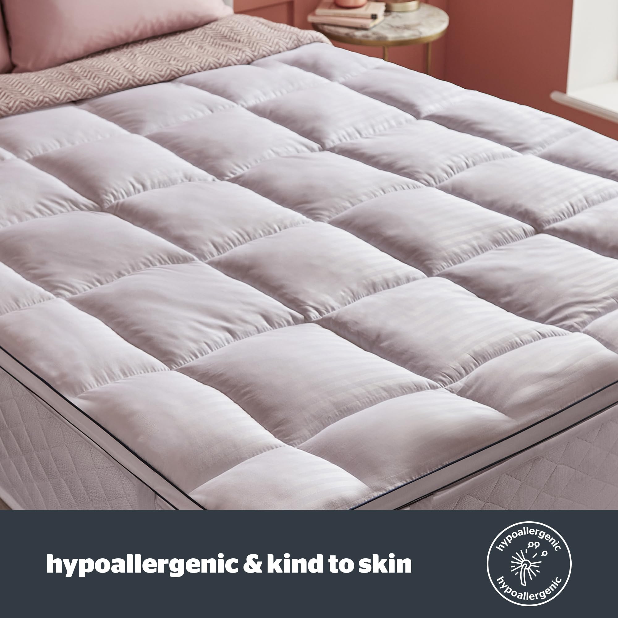 Luxury Silentnight Hotel Collection Mattress Topper - 5cm Thick Double Bed Topper with Silky Soft Cover & Elastic Straps (190x135cm) - Perfect for Guest Rooms, Dorms & Home Comfort Upgrade
