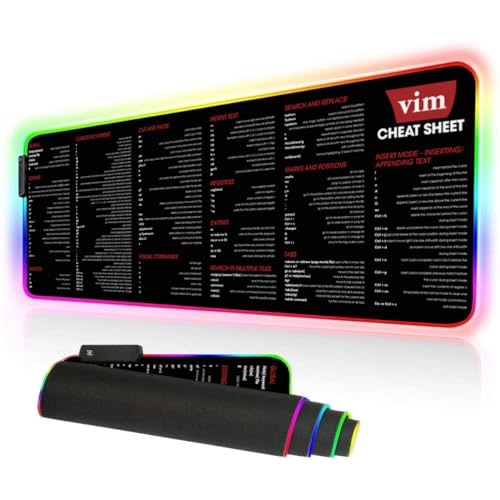 Vim Cheat Sheet LED Mouse Pad & Desk Mat - Essential Reference Guide for Software Engineers, Programmers & Hackers | Perfect Gift for AI Developers | Ideal for Coding, Gaming & Office Workspaces
