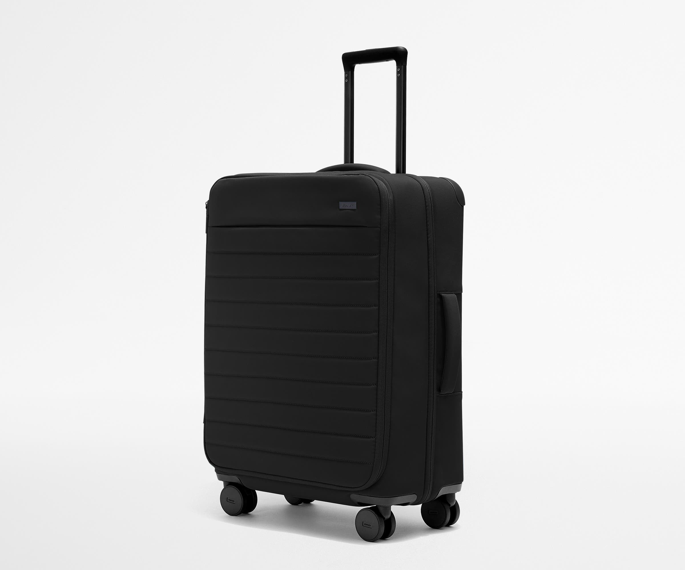 Premium Softside Medium Luggage in Jet Black - Lightweight & Durable Suitcase for Travel, Business Trips & Weekend Getaways