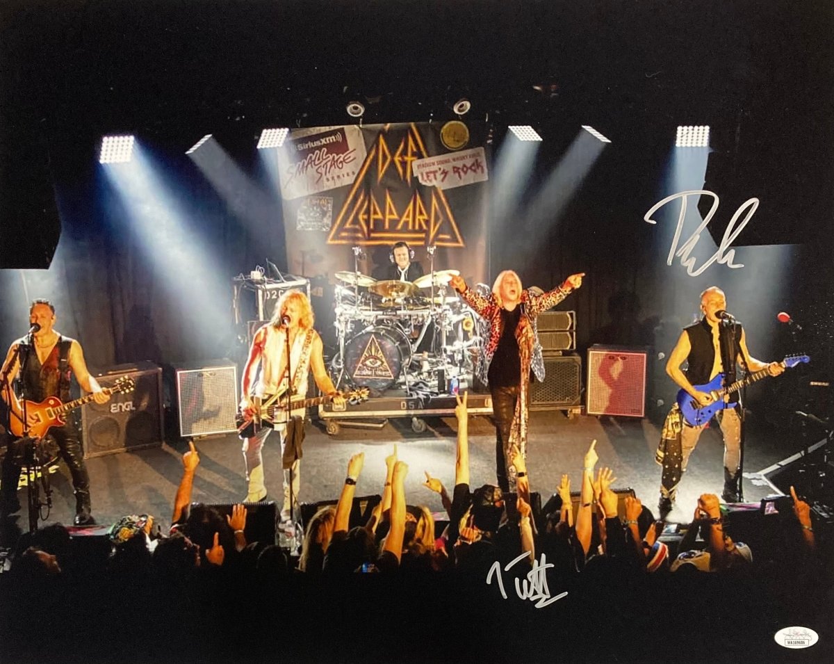 Joe Elliott & Phil Collen Autographed 16x20 Def Leppard Band Photo with JSA Certificate - Perfect for Rock Music Memorabilia Collectors & Home Decor