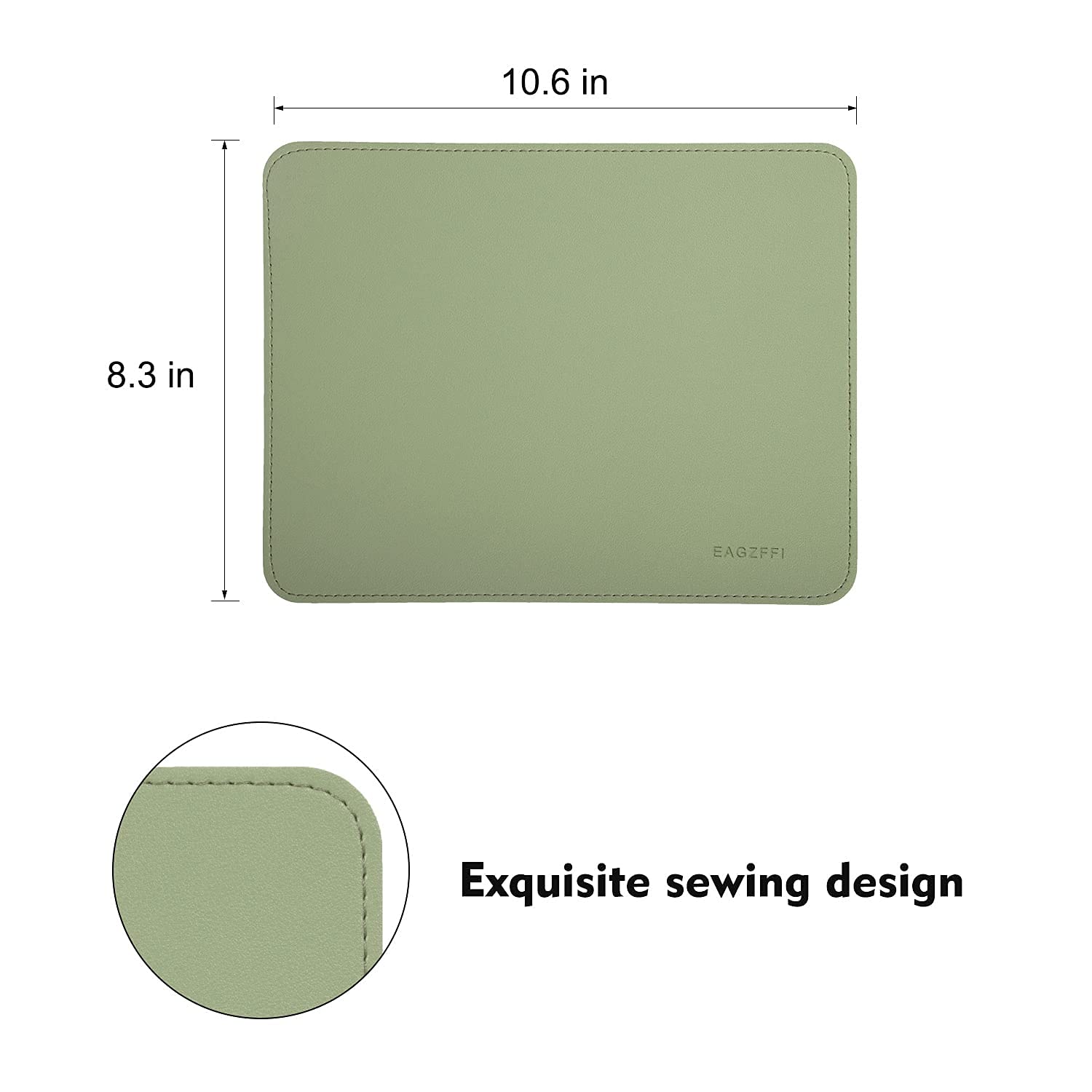 Premium Double-Sided Leather & Wood Mouse Pad with Stitched Edges - Non-Slip Desk Mat for Laptop, PC, Office & Home Use - 8x11 inch Coaster Mouse Pad (1 Pack, Matcha Green) - Perfect for Workstations, Gaming Setups & Home Offices