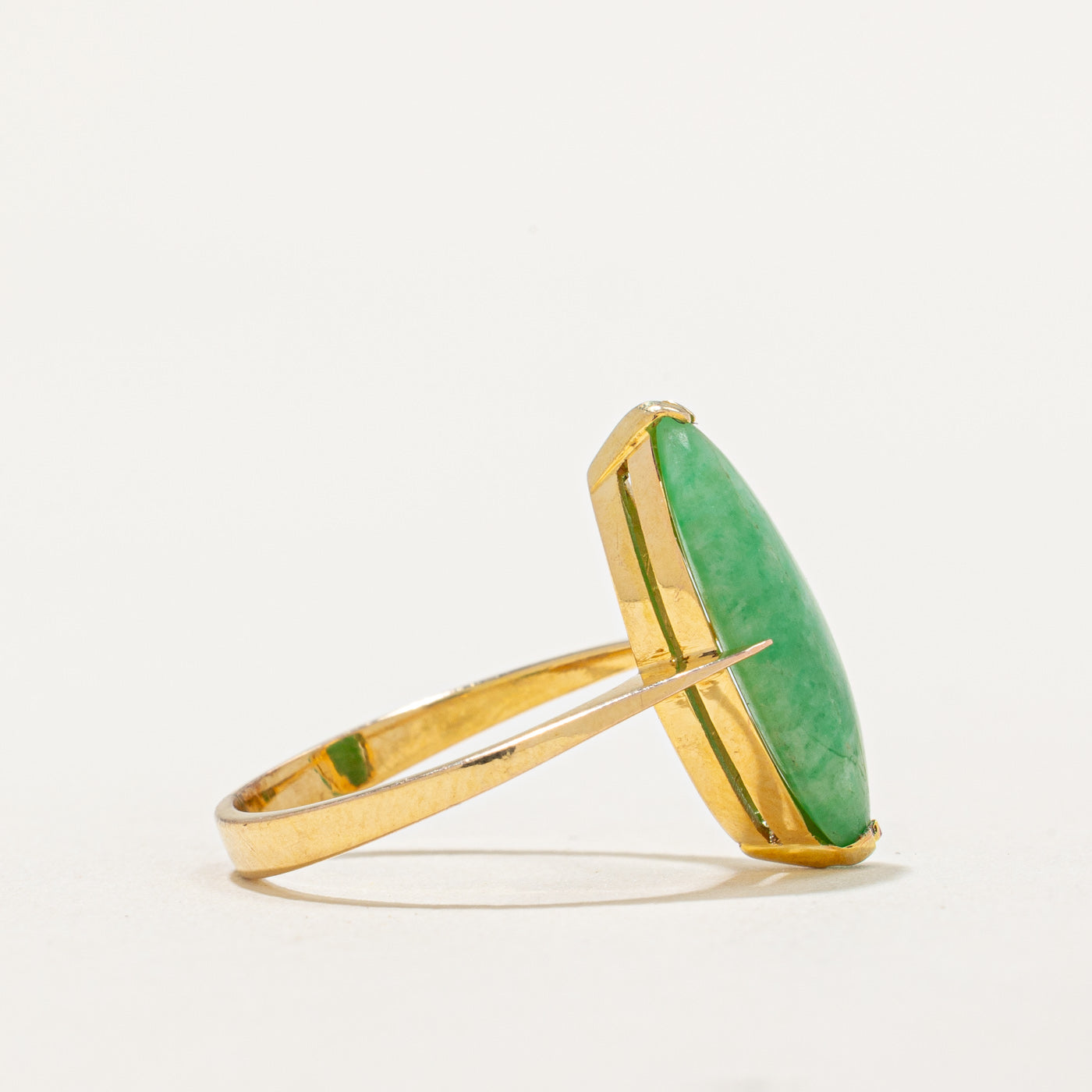 Solitaire Marquise Cabochon Jade Cocktail Ring - 3.60ct Genuine Jade - Size 4.5 - Elegant Statement Jewelry for Weddings, Parties & Special Occasions