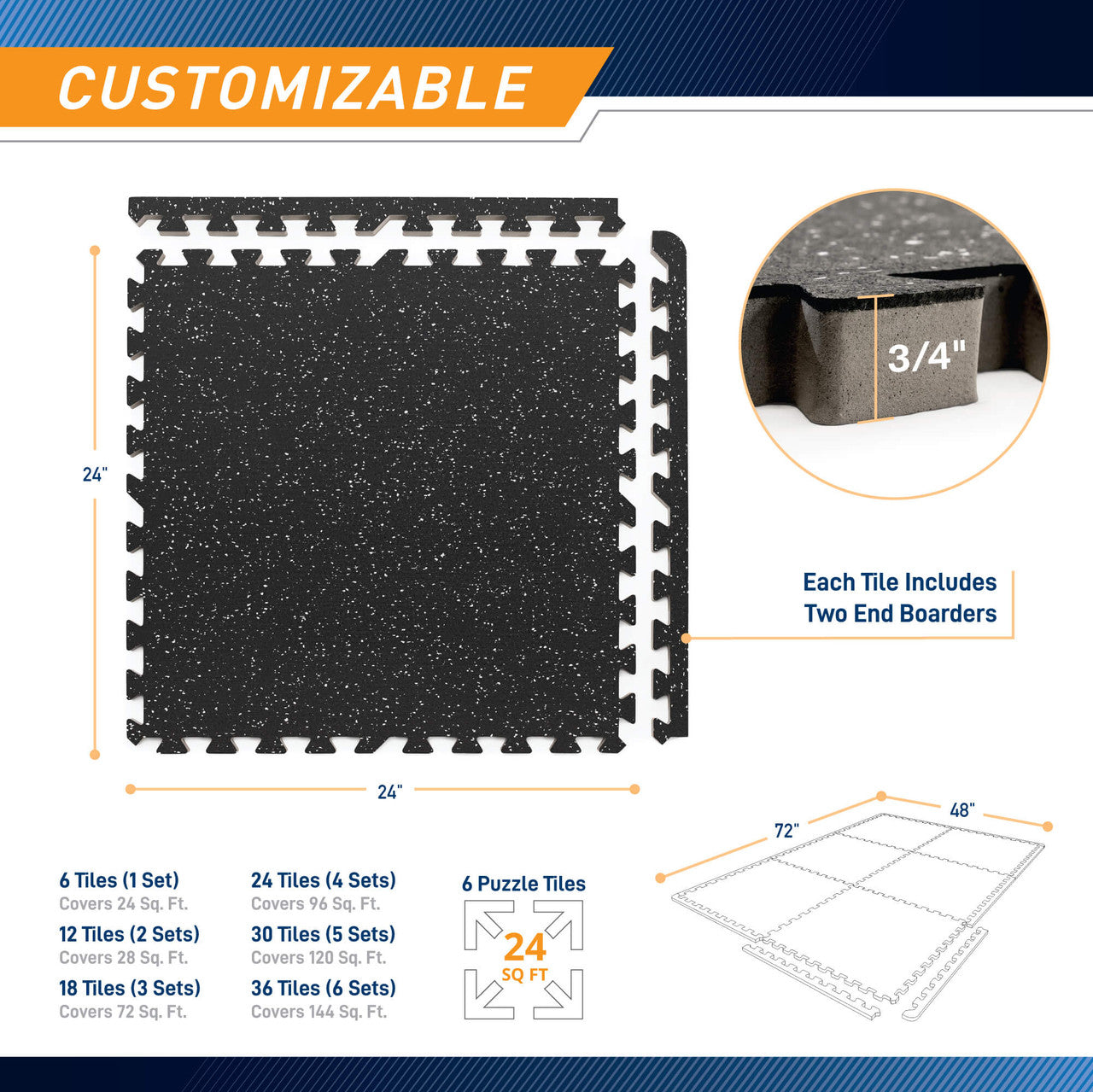 Marcy Dual Density Exercise Floor Mat (6-Piece Set) - 46