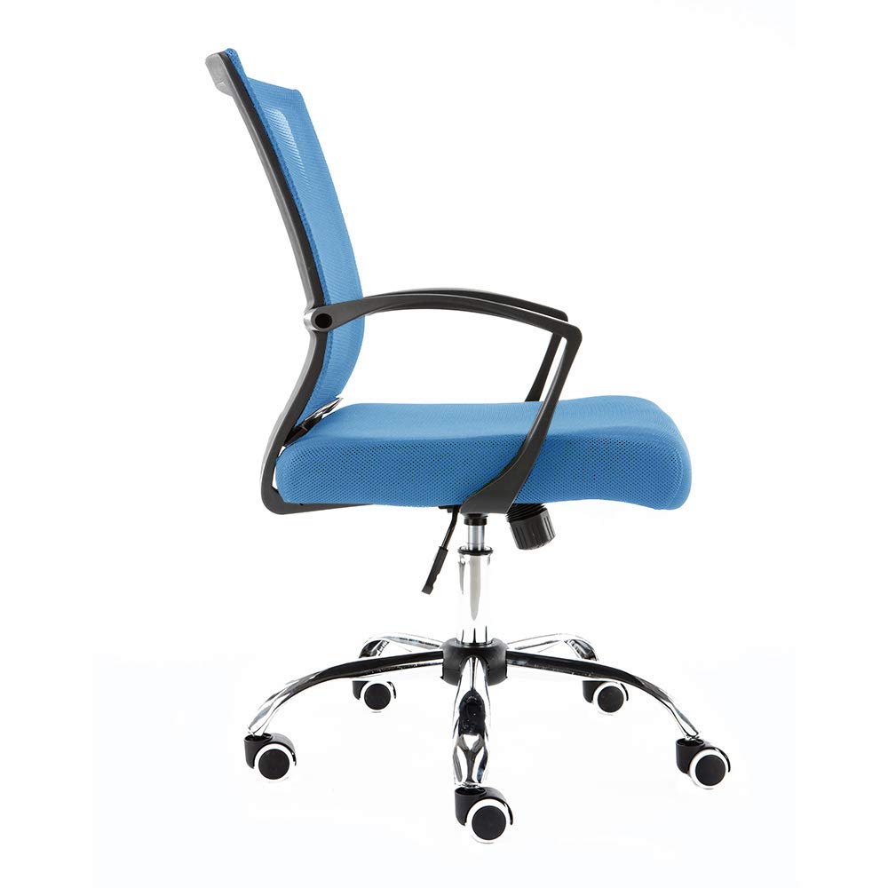Zuna Mid-Back Office Task Chair - Ergonomic Mesh Back Support Desk Chair with Lumbar Support (Black/Blue) - Perfect for Home Office, Gaming & Workspaces