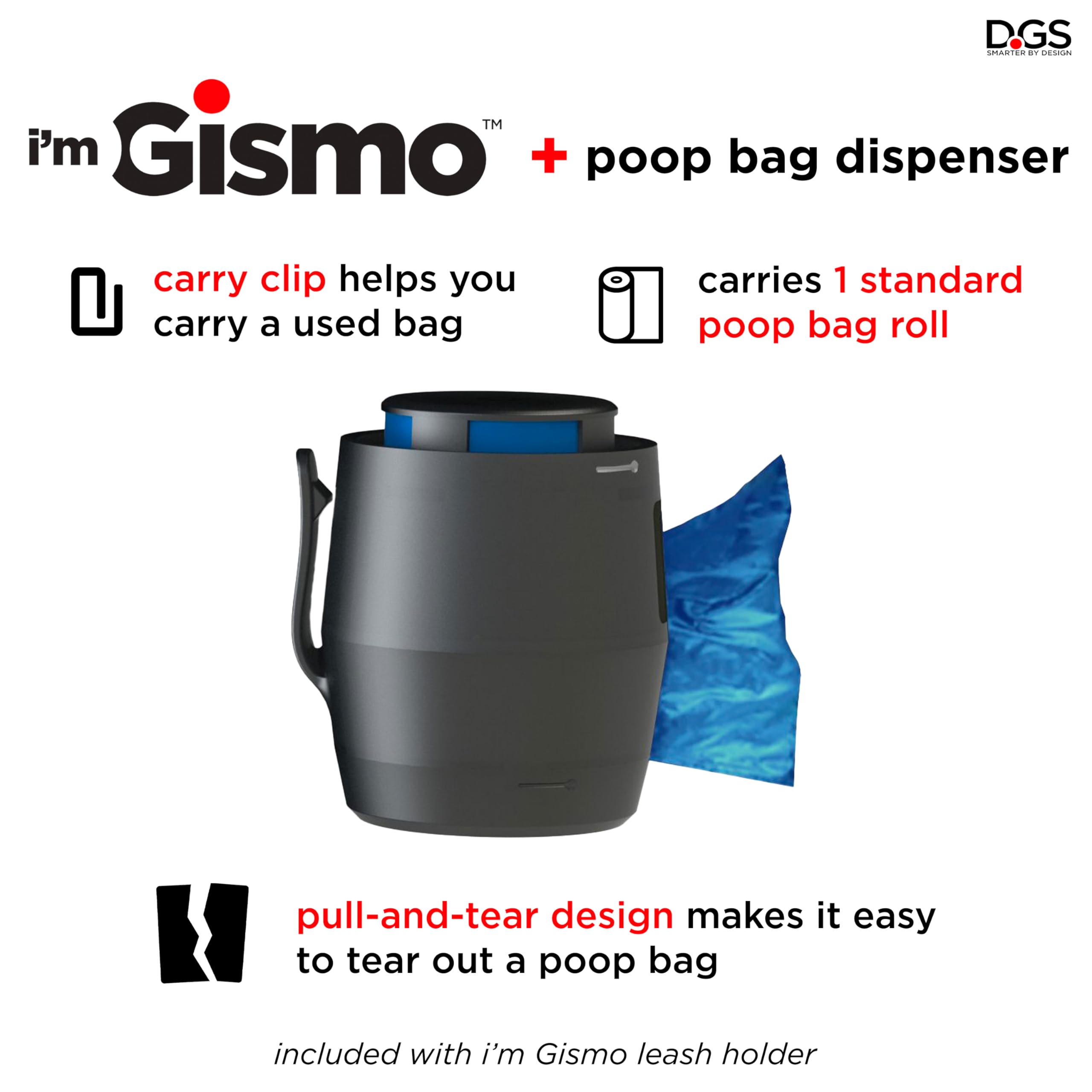 Dog Gone Smart I'm Gismo - Durable Dog Leash with Built-in Poop Bag Dispenser, Lime Green - Perfect for Walking, Hiking & Outdoor Adventures with Your Pet