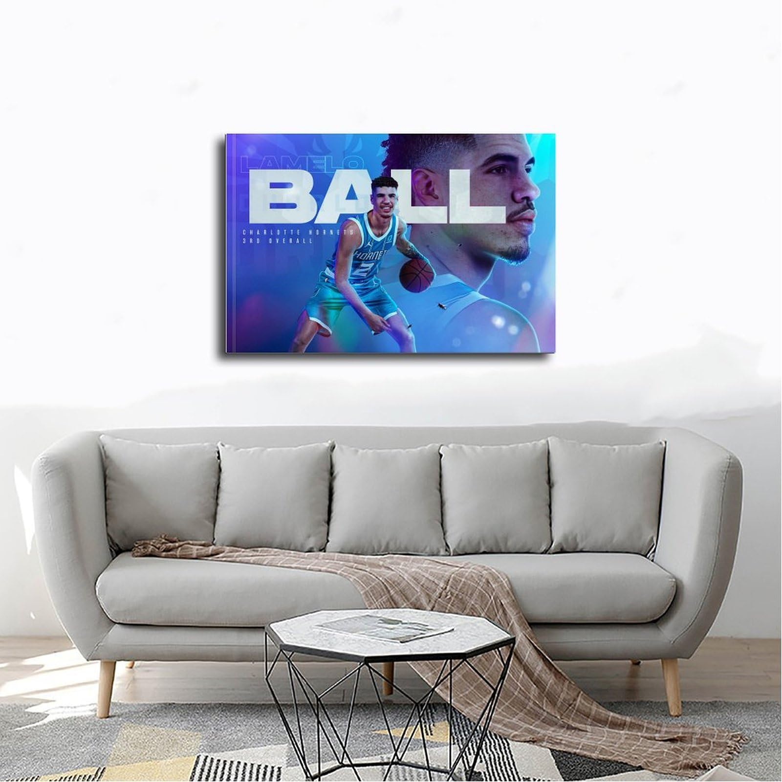 BAVIEN LaMelo Ball Basketball Poster - 24x36 Inch (60x90cm) Canvas Wall Art for Sports Fans - Perfect for Bedroom, Office & Man Cave Decor - Great Gift for NBA Lovers