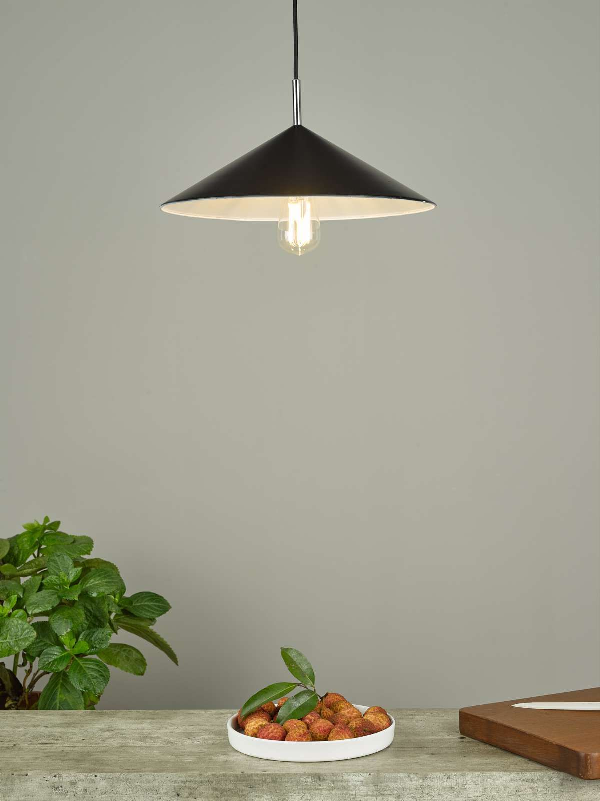Apex 1-Light Single Pendant Light Fixture in Matte Black & Polished Chrome - Perfect for Kitchen Island, Dining Room or Entryway Lighting