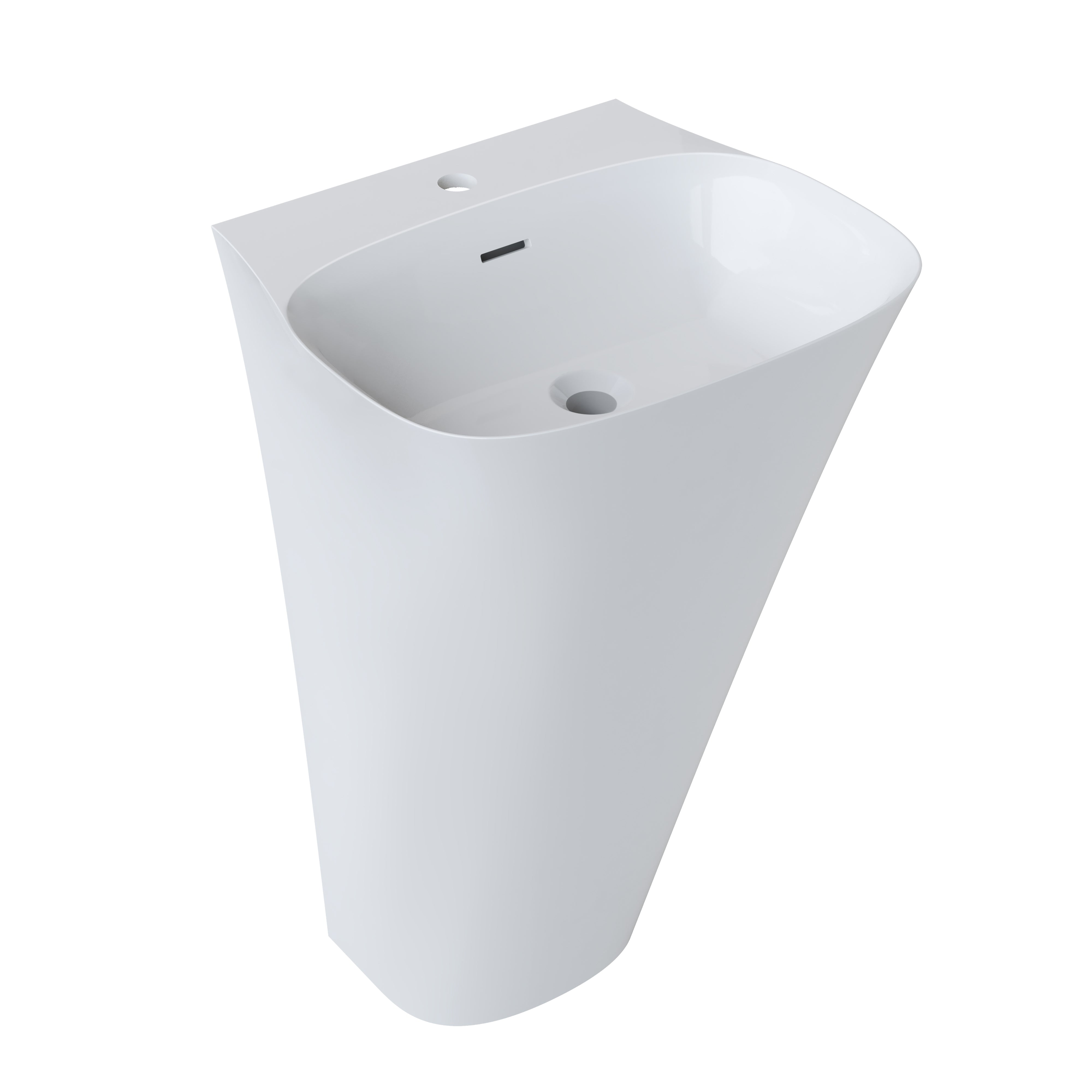 Jasper 20 Totem Sink in Glossy White - Modern Ceramic Bathroom Sink with Overflow - Perfect for Contemporary Bathrooms & Powder Rooms
