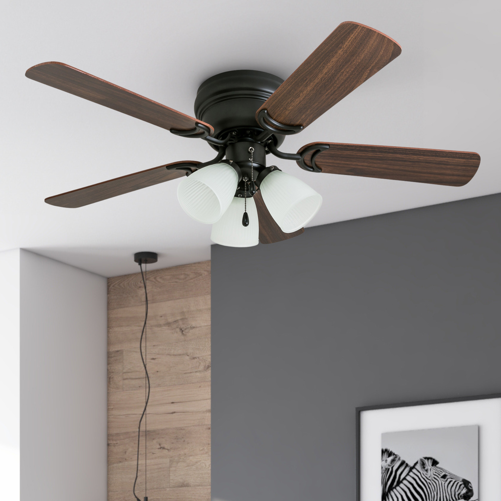 42 Inch Whitley Bronze Ceiling Fan with Pull Chain - Energy Efficient Indoor Cooling for Living Room, Bedroom & Office