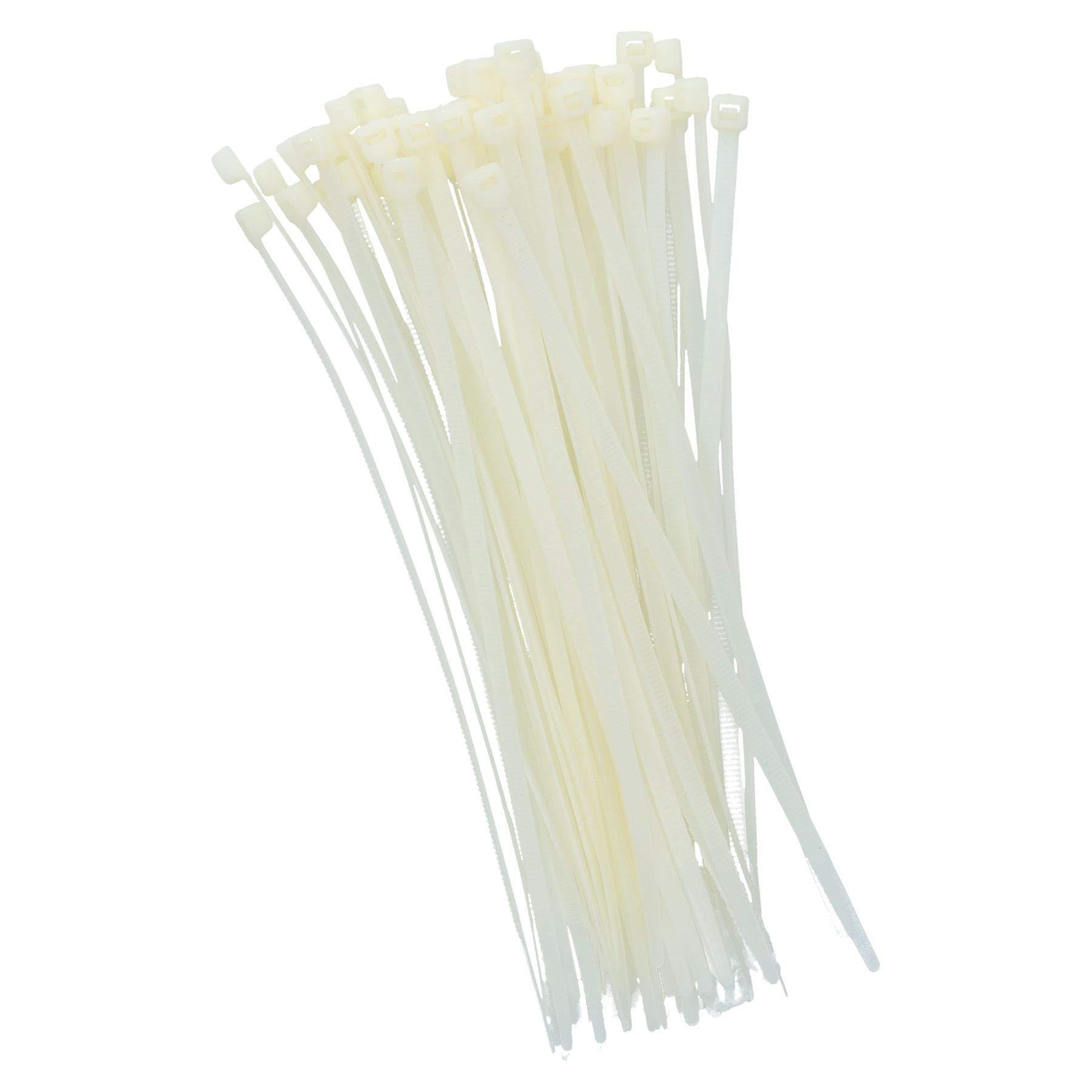 AB Tools 75-Piece White Cable Ties (200mm x 4.5mm) - Heavy Duty Zip Ties for Wire Management, Organizing Cables, and Securing Bundles - Ideal for Home, Office, and DIY Projects