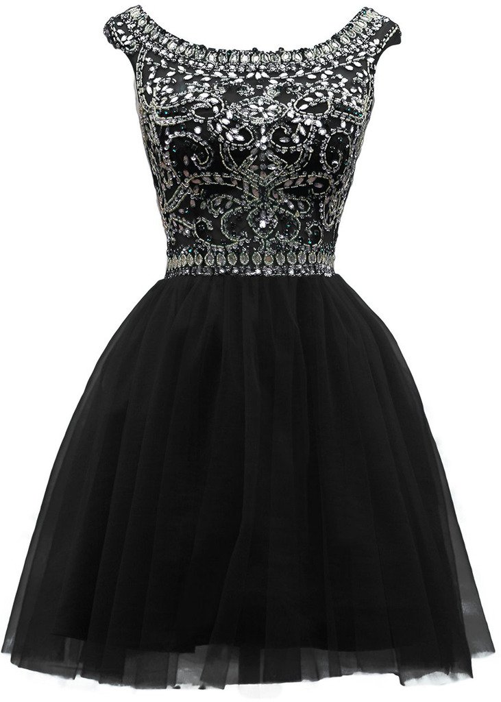 Elegant Women's Short High Neck Beaded Tulle Dress for Cocktail Party, Homecoming, Prom & Special Occasions | Formal Evening Gown for Weddings, Dinners & Celebrations