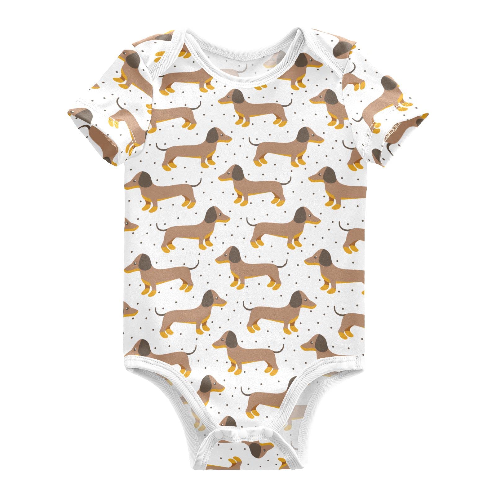 Ollabaky Unisex Baby Bodysuits - Soft Cotton Short-Sleeve Onesies for Boys & Girls 0-24 Months | Cute Dog Print Infant Outfit for Playtime, Daycare & Family Photos