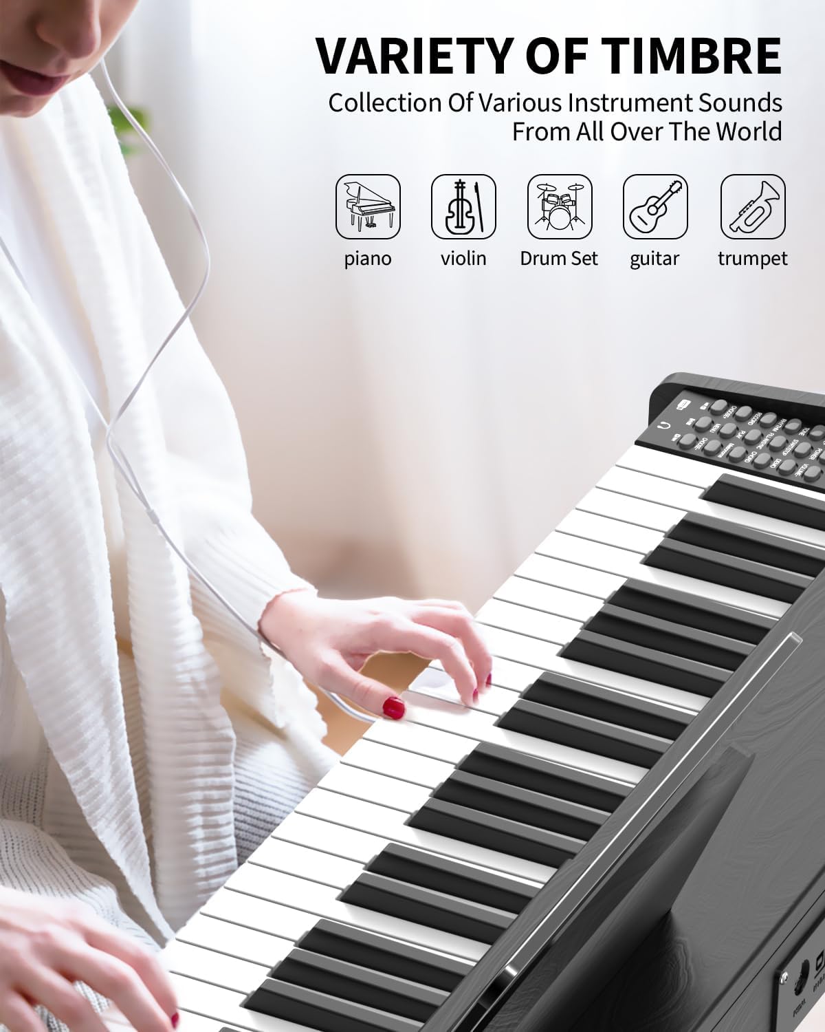 88-Key Digital Piano for Beginners - Full-Size Weighted Hammer Action Electric Keyboard with 200 Voices, 200 Rhythms & 89 Demo Songs | Includes 3 Piano Pedals & Power Adapter | Perfect for Home Practice, Music Lessons & Studio Recording