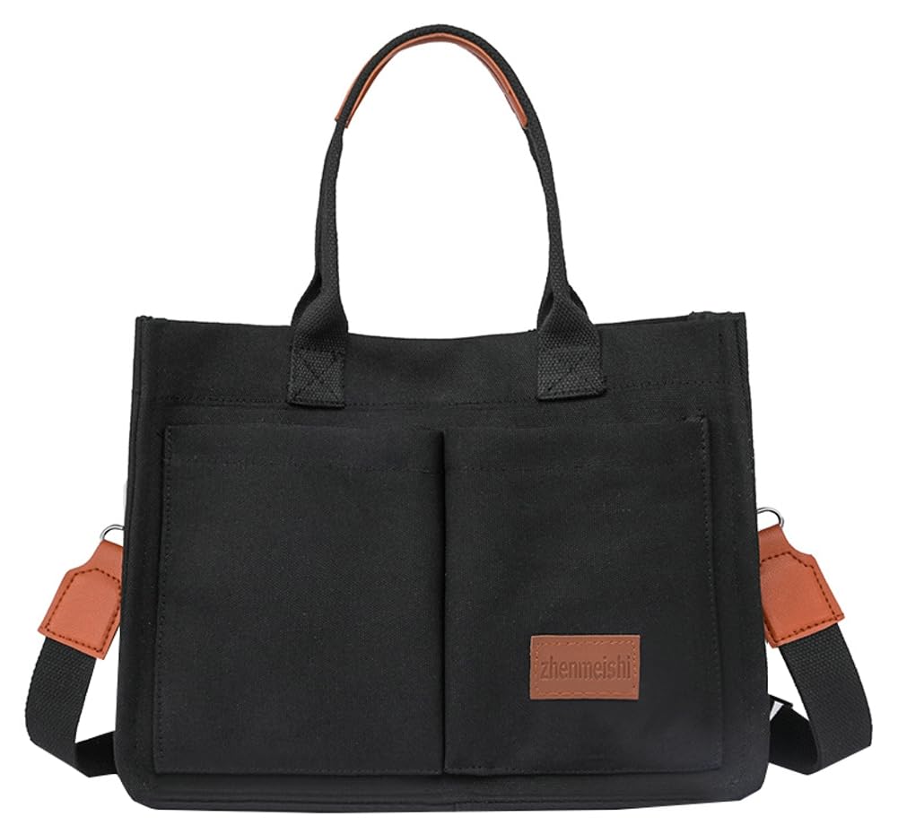 Stylish Large Canvas Tote Bag for Women - Durable Work Shoulder Purse & Casual Crossbody Bag - Perfect for Office, Travel, Shopping & Daily Use