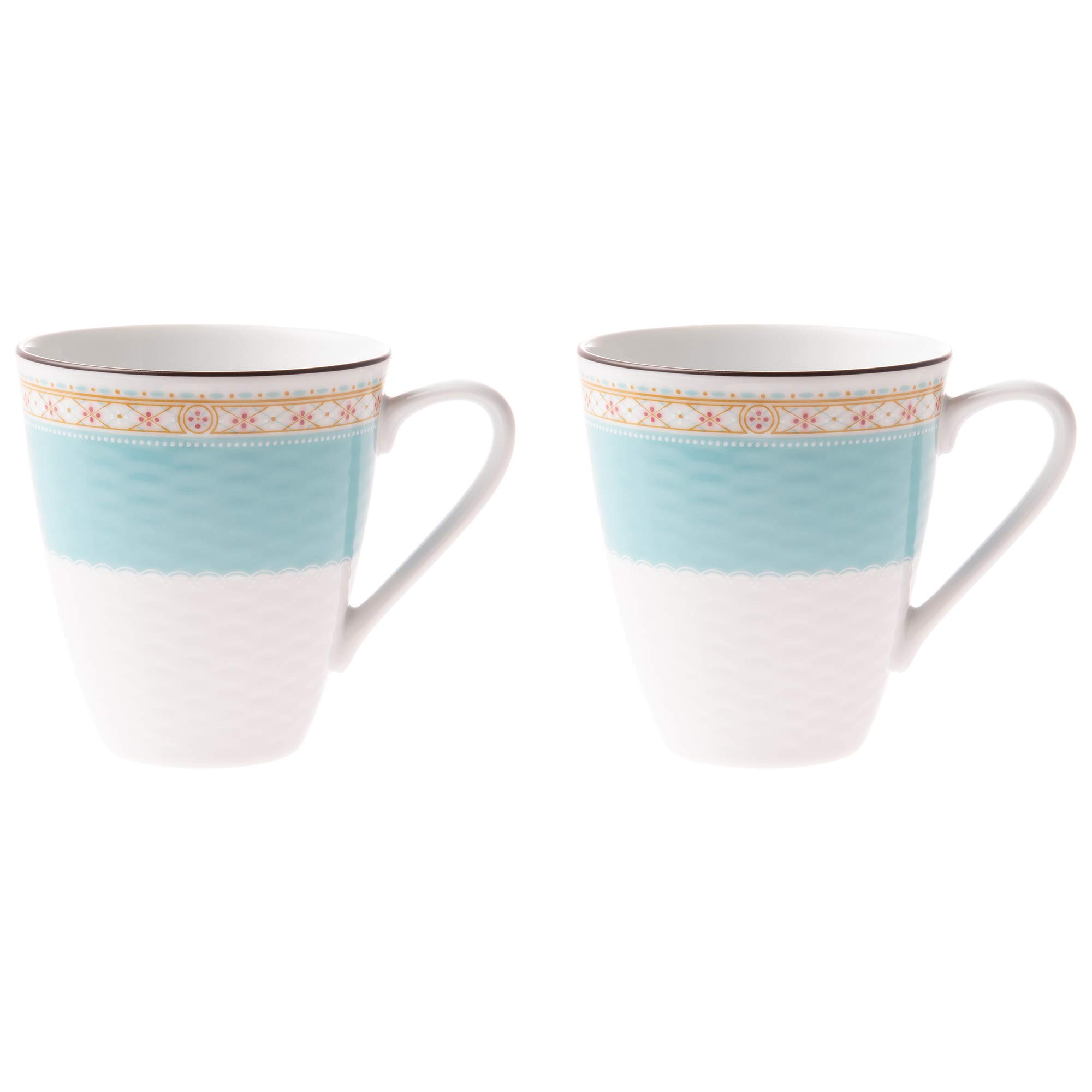 Noritake P5355L/1645 Fine Porcelain Mugs Set of 2 - 295cc Humming Blue Microwave Safe Coffee Cups - Perfect for Home, Office & Gift Giving