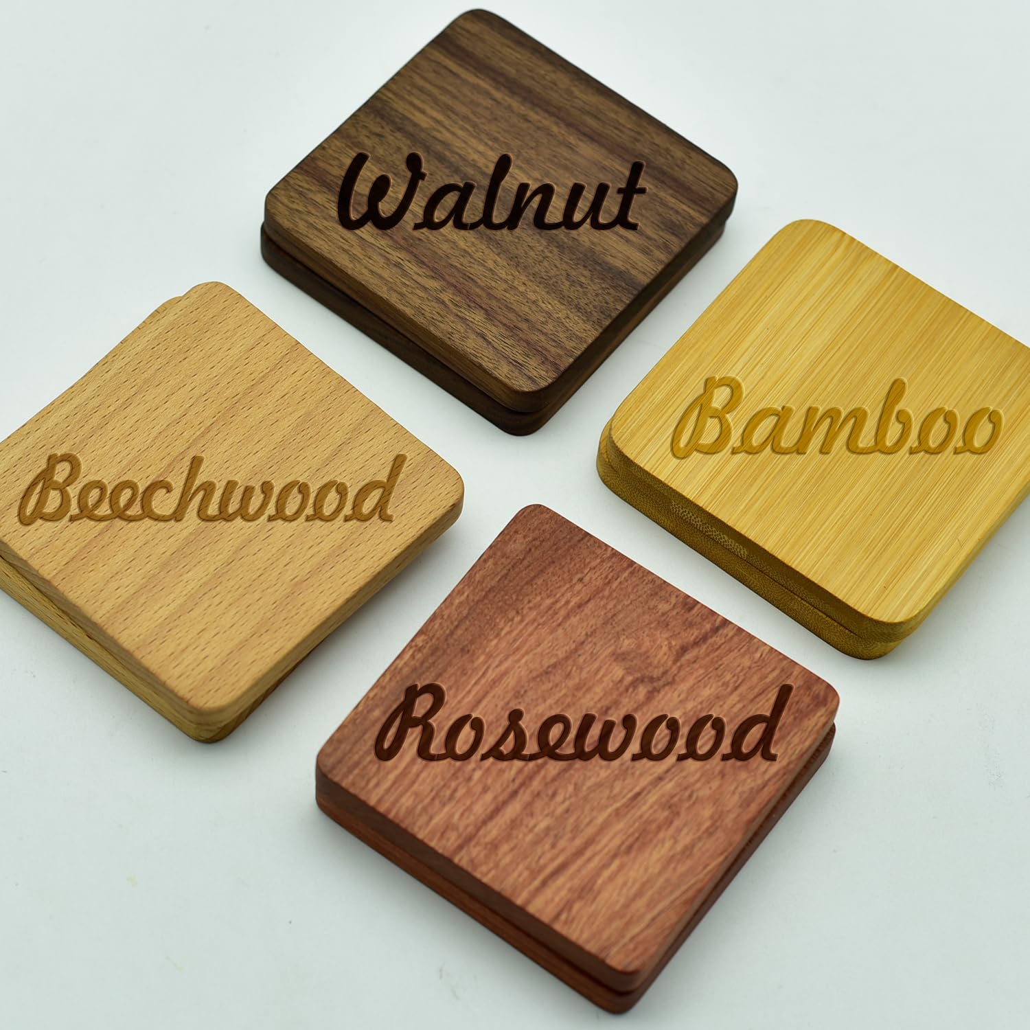 Custom Wooden Coasters Set - Personalized Wedding & Anniversary Gifts for Couples - Bar & Home Decor