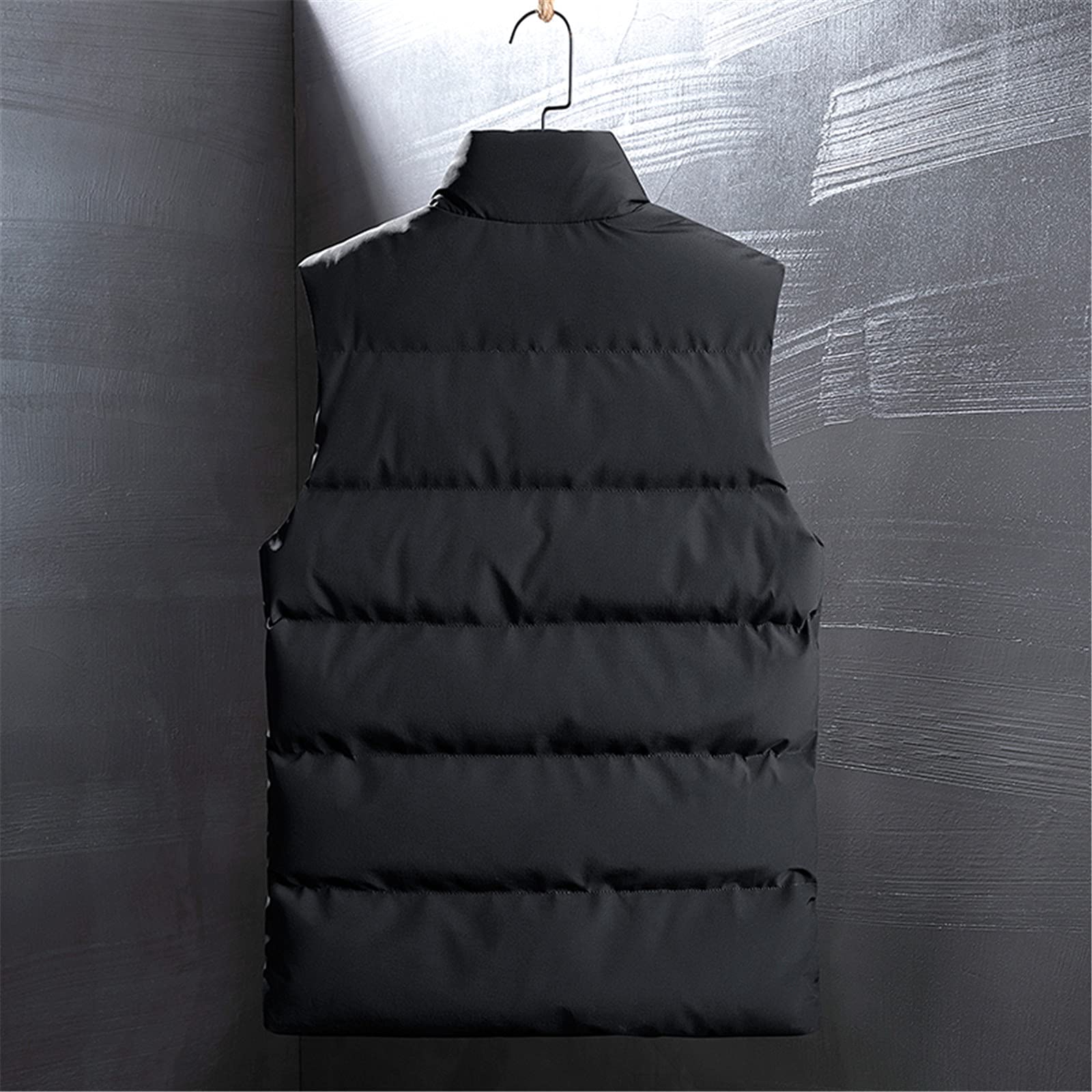 Men's Winter Down Vest Jacket with Zipper & Stand Collar - Big Size Sleeveless Outerwear for Men | Perfect for Outdoor Activities, Casual Wear & Cold Weather Protection