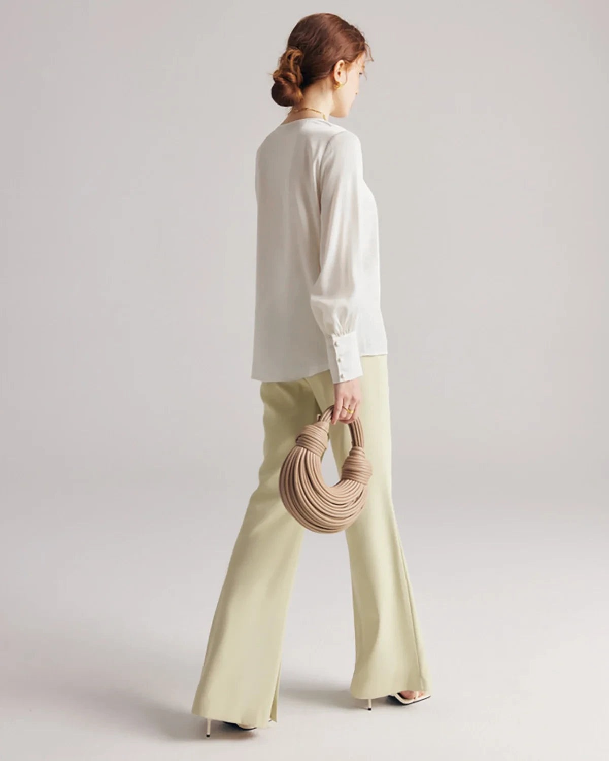Elegant Pleated Round Neck Silk Blouse for Women | Soft & Breathable Luxury Shirt | Perfect for Office Wear, Date Night & Special Occasions