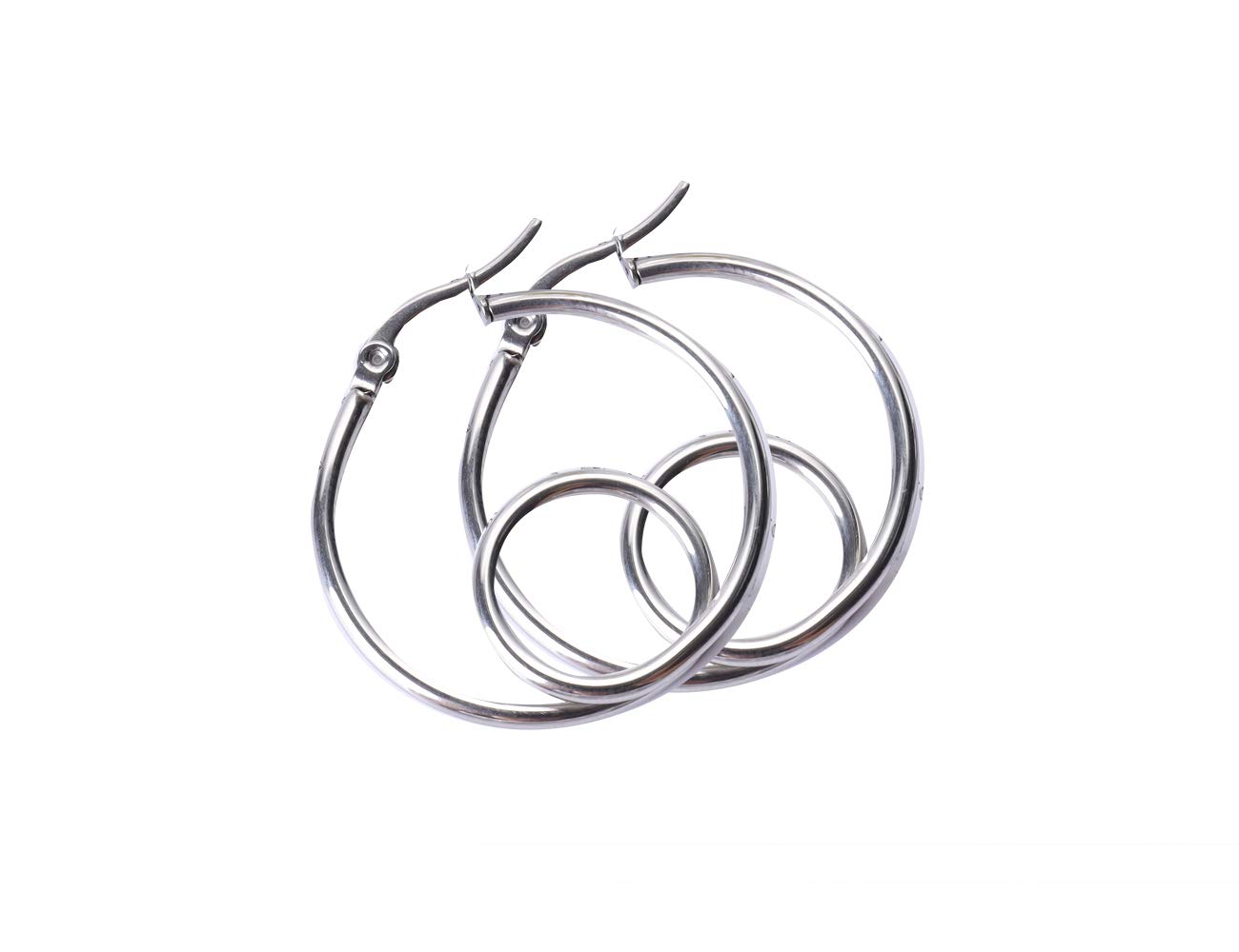 Rose Gold-Plated Thin Hoop Earrings for Women - Large High Polished Fashion Metal Wire Earrings - Durable Steel - 30mm - Perfect for Everyday Wear, Parties & Gifts