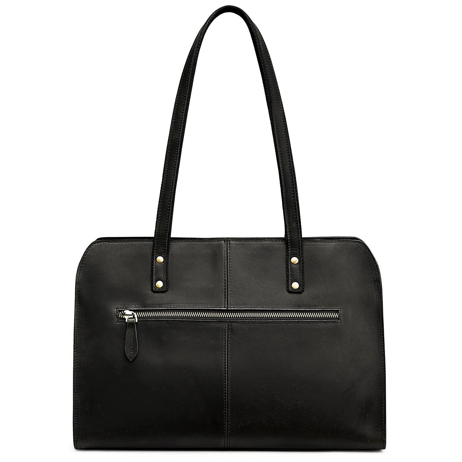 S-ZONE Genuine Leather Shoulder Bag for Women - Vintage Handbag, Tote Purse & Briefcase - Perfect for Work, Travel & Everyday Use