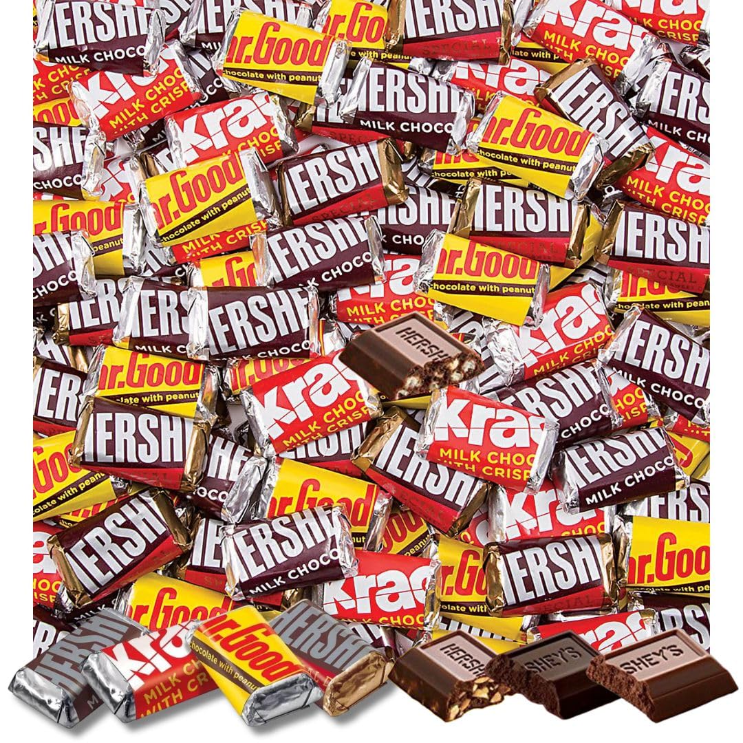 Hershey's Chocolate Assorted Miniatures - Mr. Goodbar, Special Dark, Milk Chocolate & Krackel Bars (2lb Bulk Pack) | Party Favors, Halloween Candy, Office Snacks & Gift Baskets