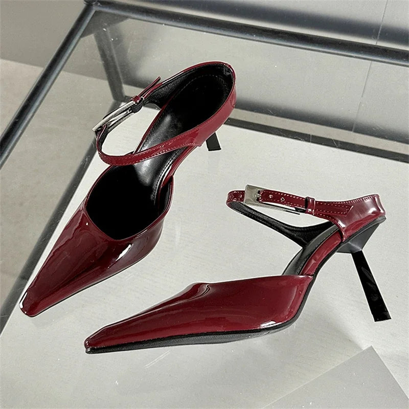 Eilyken Women's Sexy Pointed Toe High Heel Pumps - Buckle Strap Mules Slippers for Wedding, Banquet & Evening Parties | Comfortable Dress Shoes for Women