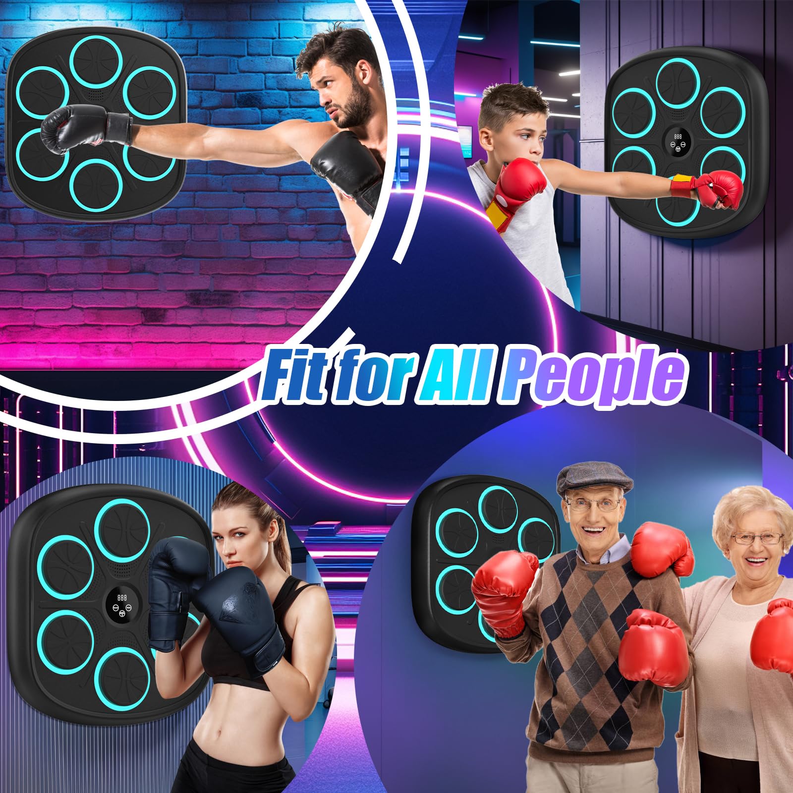 2025 Upgraded Music Boxing Machine - Large Wall Mounted Punching Bag with Gloves for Adults & Kids - 9 Training Modes & 9 Speed Levels - Perfect for Home Gym, Boxing Training, and Fitness Workouts