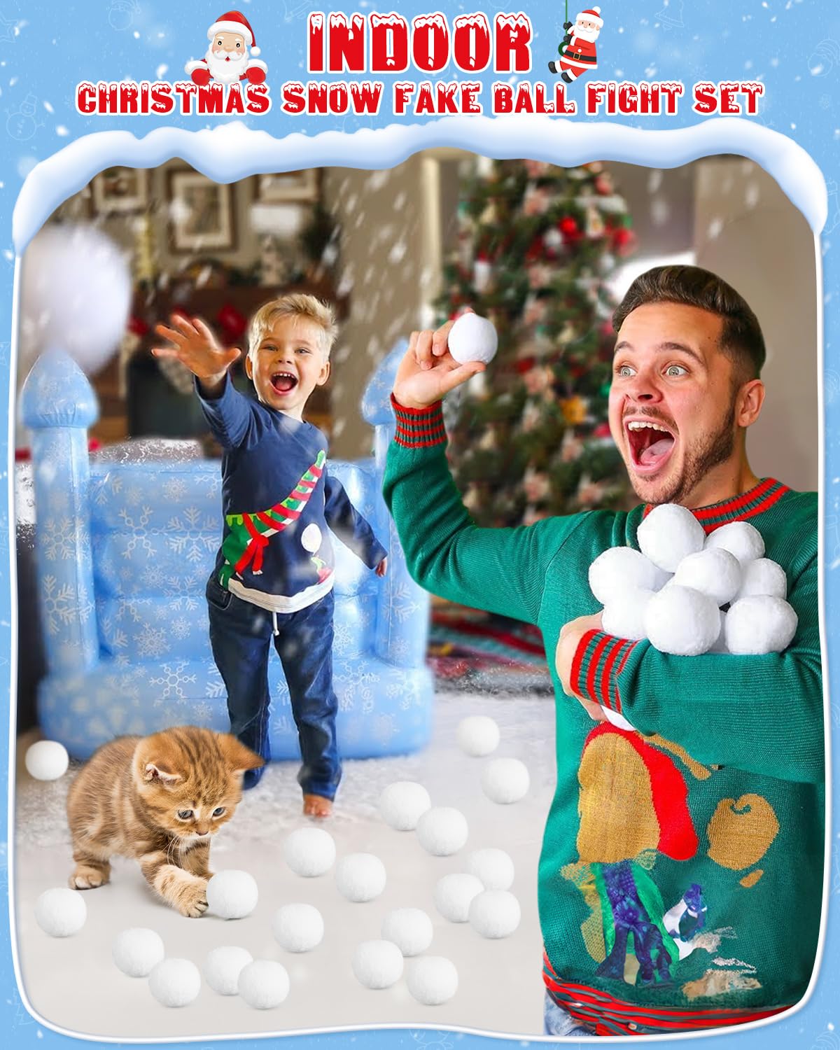 100 Pack Large 1.96 Inch Artificial Snowballs - Indoor/Outdoor Snowball Fight Set for Kids, Winter Party Games, Christmas Decor & DIY Gift Supplies | Perfect for Family Fun, Holiday Activities & Classroom Play