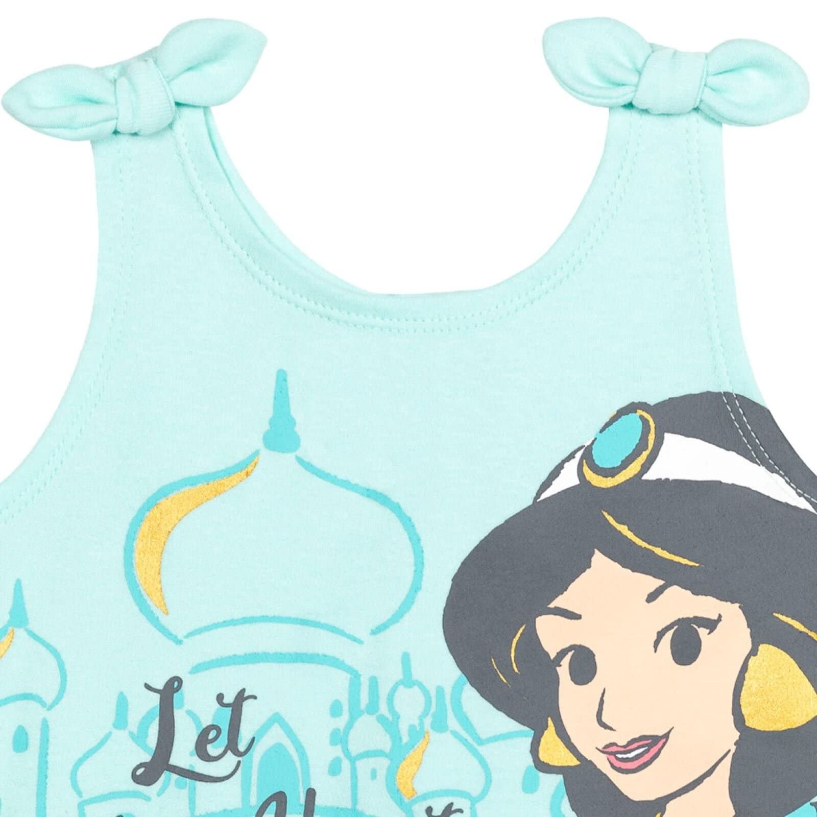 Disney Princess Rapunzel Ariel Belle Jasmine Aurora Baby Girls Snap Romper and Headband Set - Newborn to Toddler Outfit for Birthday, Photo Shoots & Special Occasions