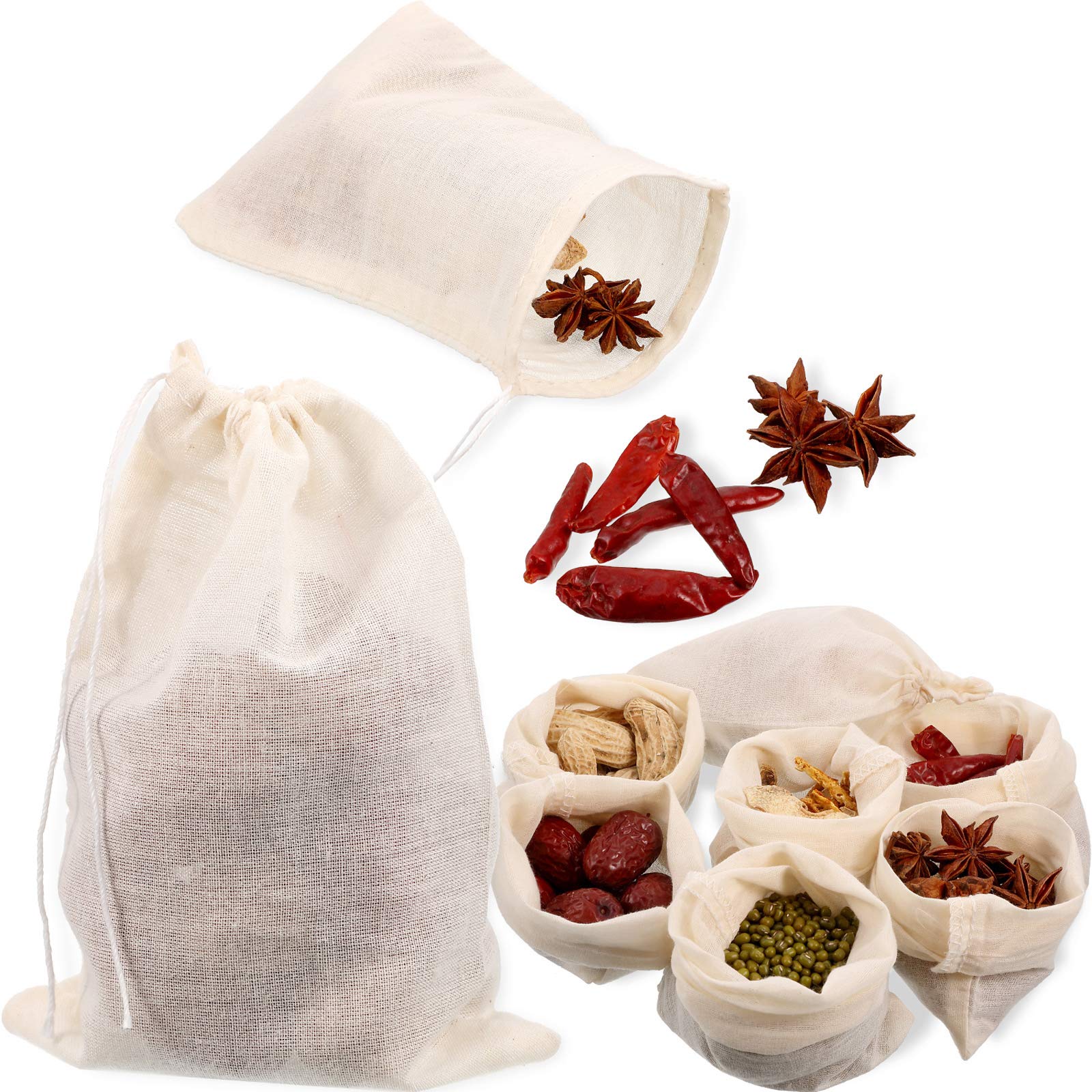 24-Piece Reusable Cheesecloth Bags for Straining, Cooking, Tea & Soup - 3x4 Inch Muslin Drawstring Spice Bags | Perfect for Homemade Broths, Herbal Teas & DIY Spice Blends