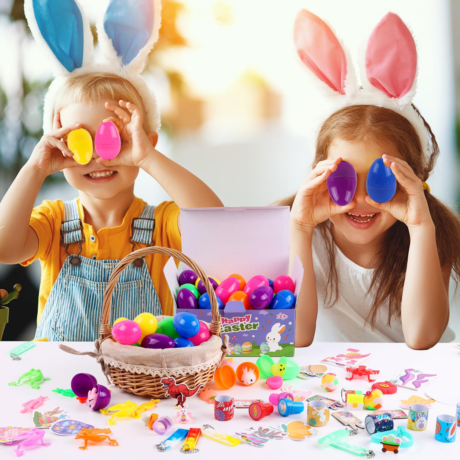 153-Piece Easter Basket Stuffers Set - Assorted Small Toys, Prizes & Plastic Easter Eggs for Kids | Bulk Easter Gifts for Egg Hunts, Party Favors & Holiday Celebrations | Perfect for Classroom Rewards, Birthday Goodie Bags & Spring Festivities
