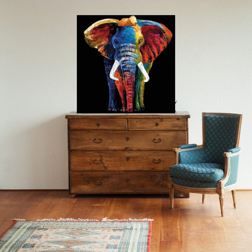 Premium Elephant Canvas Wall Art - Hand Painted Fine Art Decor by Incado - 22x22 Inches - Ready to Hang - Perfect for Living Room, Bedroom, Office & More - Home & Office Wall Decor for Nature Lovers