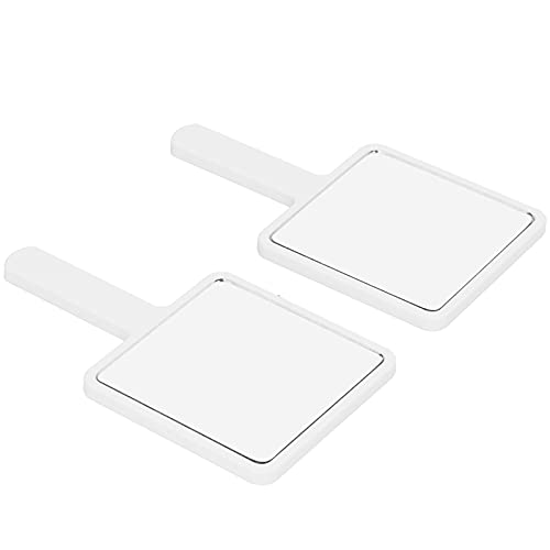 2pcs Portable Handheld Makeup Mirror with Handle - Compact Travel Vanity Mirror for Beauty & Cosmetics - Perfect for Home, Salon, Travel & On-the-Go Touch Ups (White)
