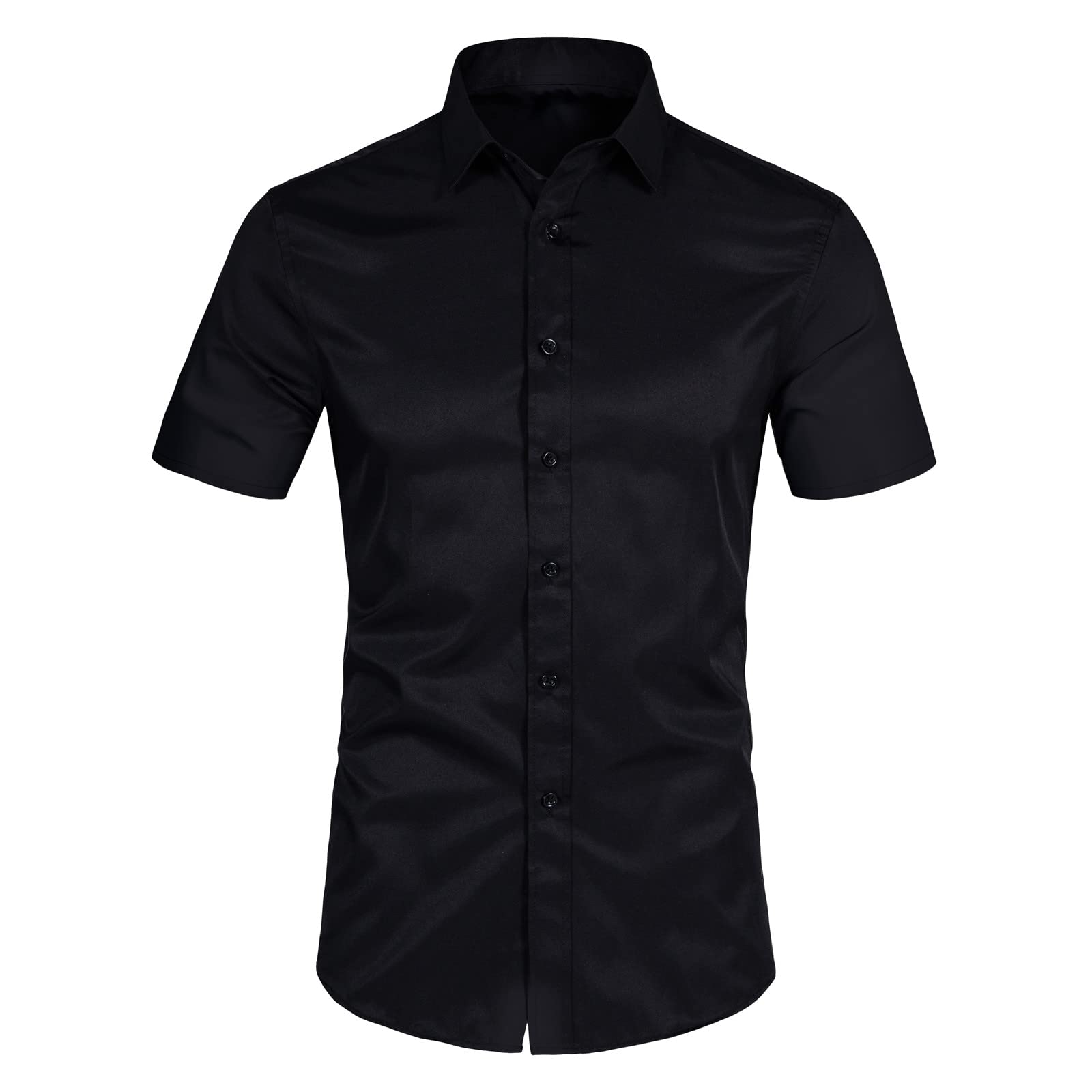 DELCARINO Men's Slim Fit Short Sleeve Dress Shirt - Casual & Business Button Down Shirt for Office, Wedding, and Summer Outings