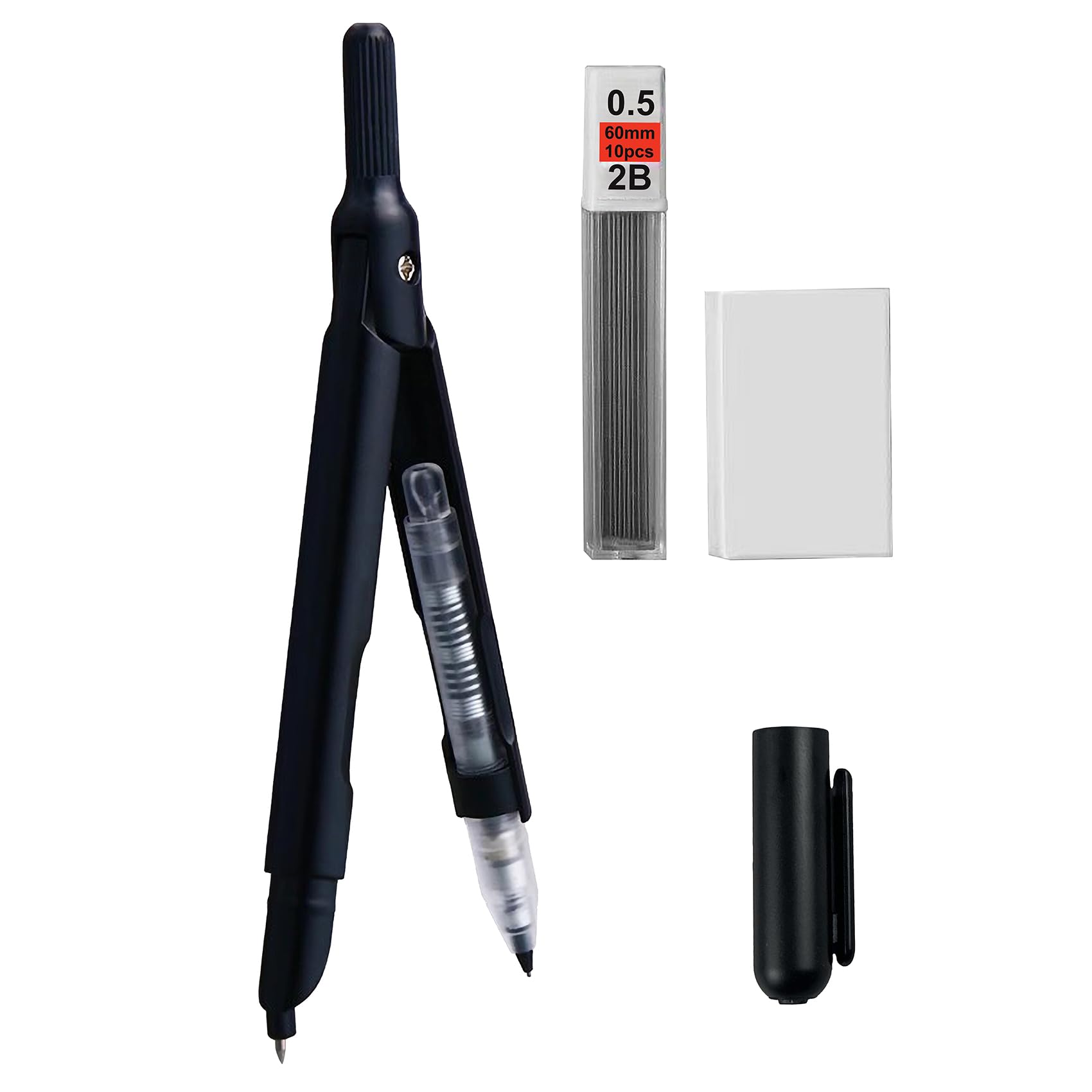 Premium Metal Compass for Geometry, Drawing & Woodworking - Professional Drafting Tool with Eraser & Lead Refills - Perfect for Students, Architects & DIY Projects - Ideal for Classroom, Office & Workshop Use