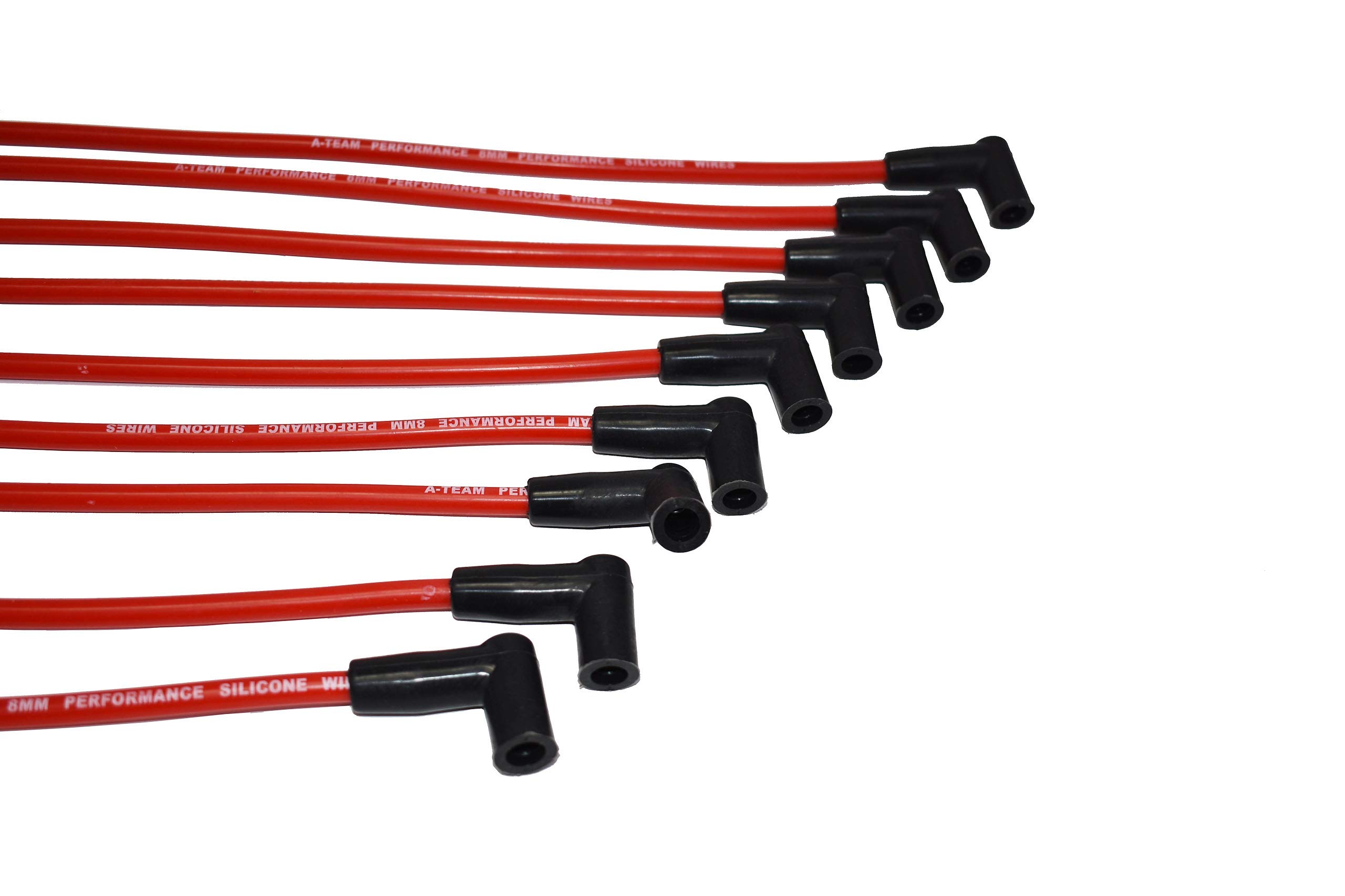 A-Team Performance Red Silicone Spark Plug Wires - Compatible with Small Block Chevy (SBC) Engines - High Heat Resistance for Marine & Performance Boats, Hot Rods, Classic Cars
