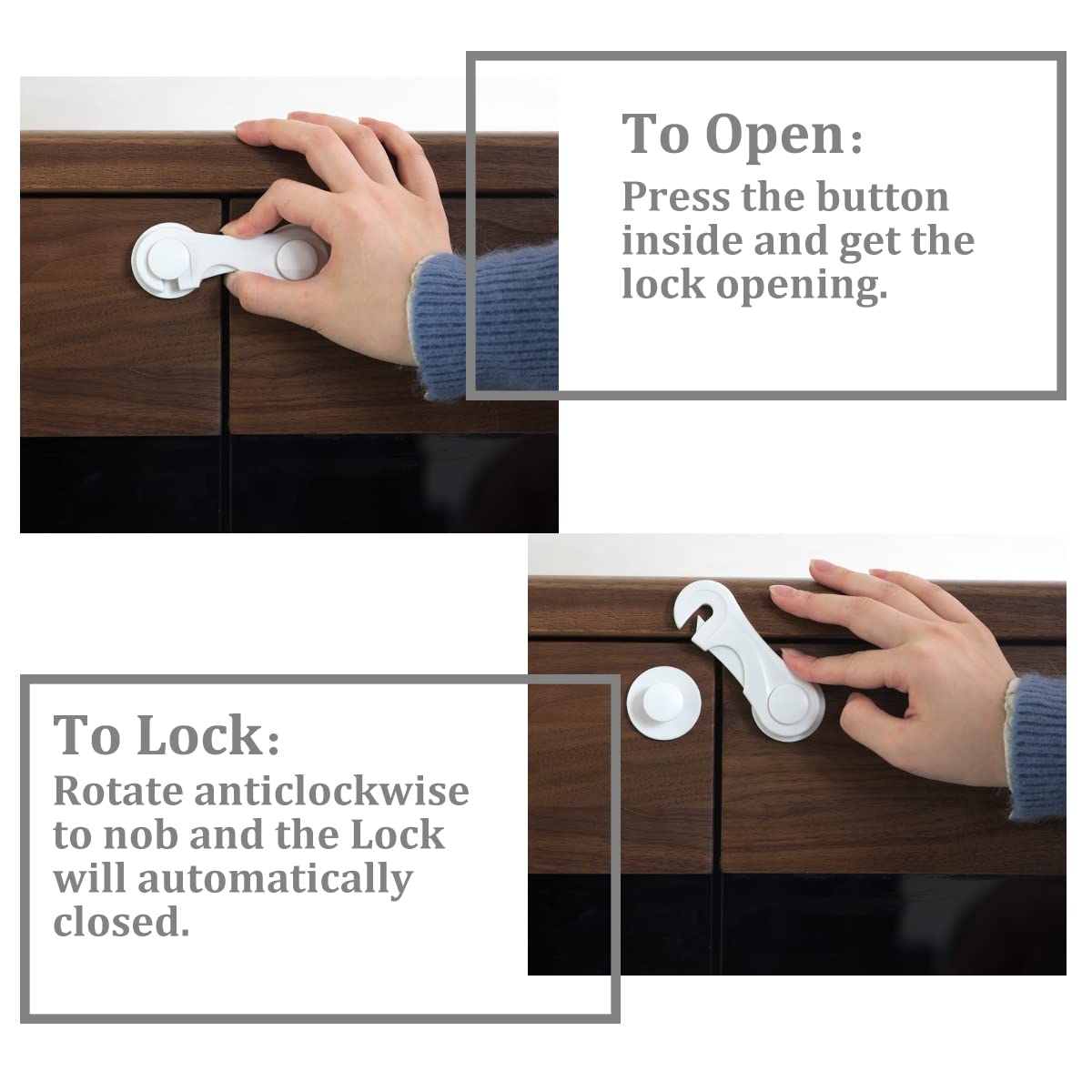 10-Pack Child Proof Cabinet Locks - Baby Safety Adhesive Locks for Drawers, Cupboards, Fridge & Pantry | Secure Toddler Protection | Ideal for Kitchen, Bathroom & Nursery Safety (White)