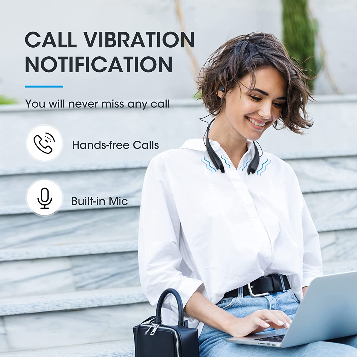 Wireless Bluetooth Headphones with 24-Hour Playtime, Noise Cancelling Mic for Crystal Clear Calls - Perfect for Workouts, Commuting & Office Use