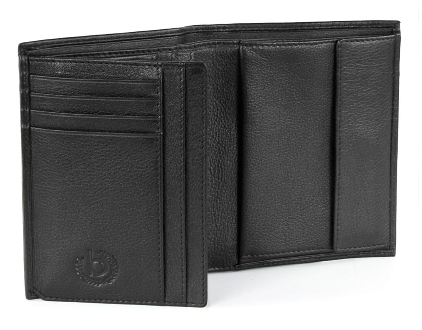 Bugatti Sempre Men's Genuine Leather Wallet - 8 Credit Card Slots Vertical Bifold Design (12cm, Black) | Slim RFID Blocking Wallet for Everyday Carry & Business Use