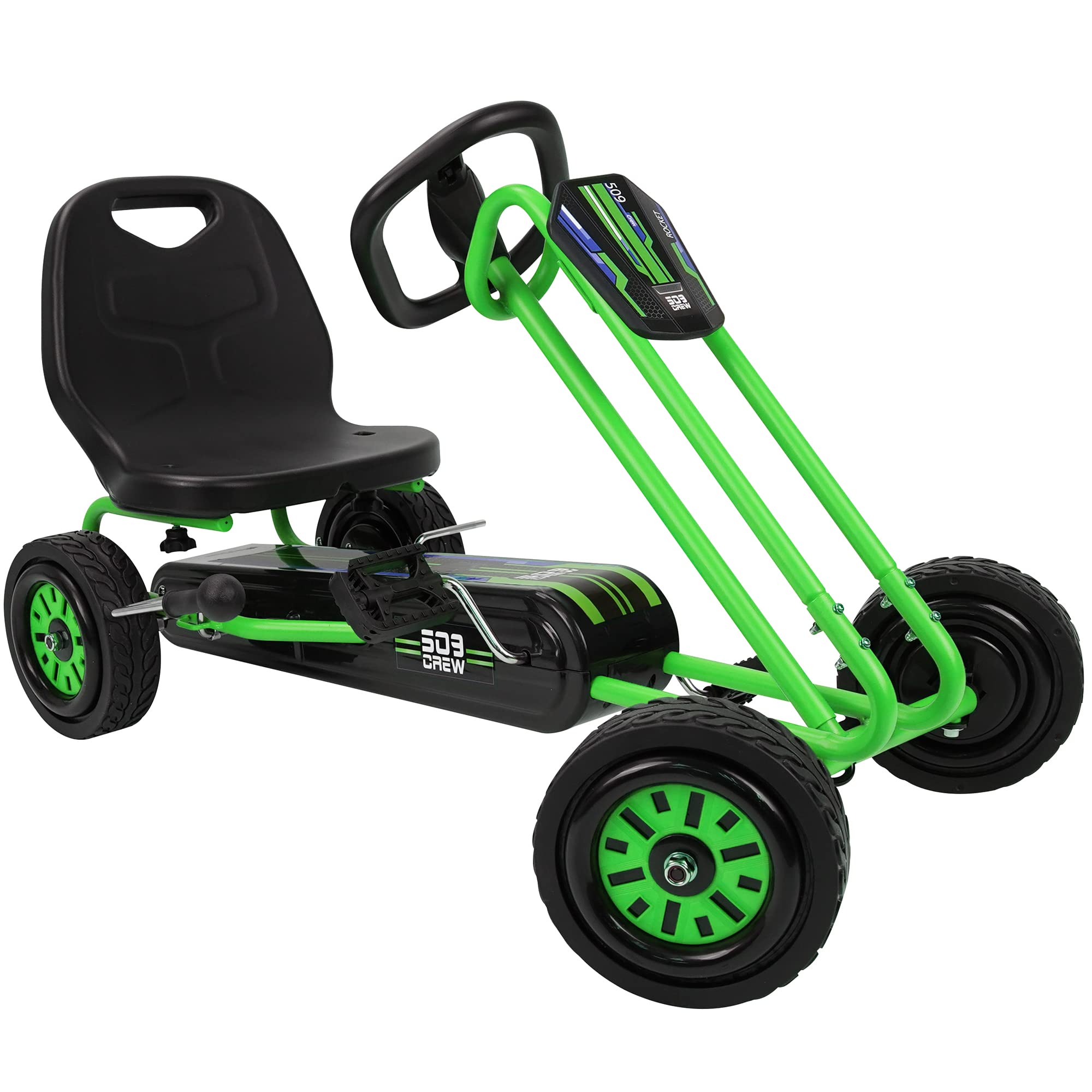 509 Crew Rocket Pedal Go Kart - Green | Adjustable Ergonomic Seat Go-Kart for Kids Ages 4-10 | Ride-On Toy for Boys & Girls with Sharp Handling | Outdoor & Backyard Fun | Birthday Gift Idea (U918005)